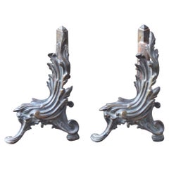 French Louis XV Style Andirons or Firedogs