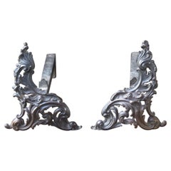 French Louis XV Style Andirons or Firedogs