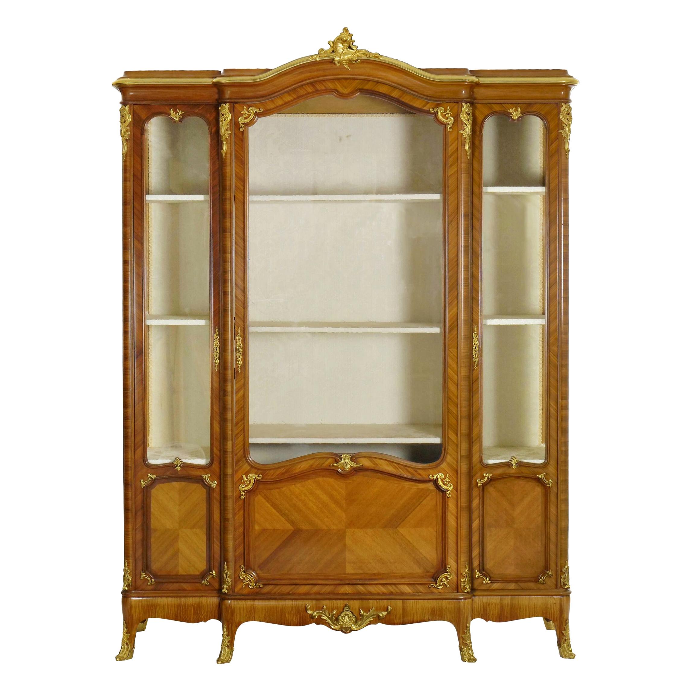 French Louis XV Style Antique Bookcase Cabinet Bookshelf by Schmit & Cie