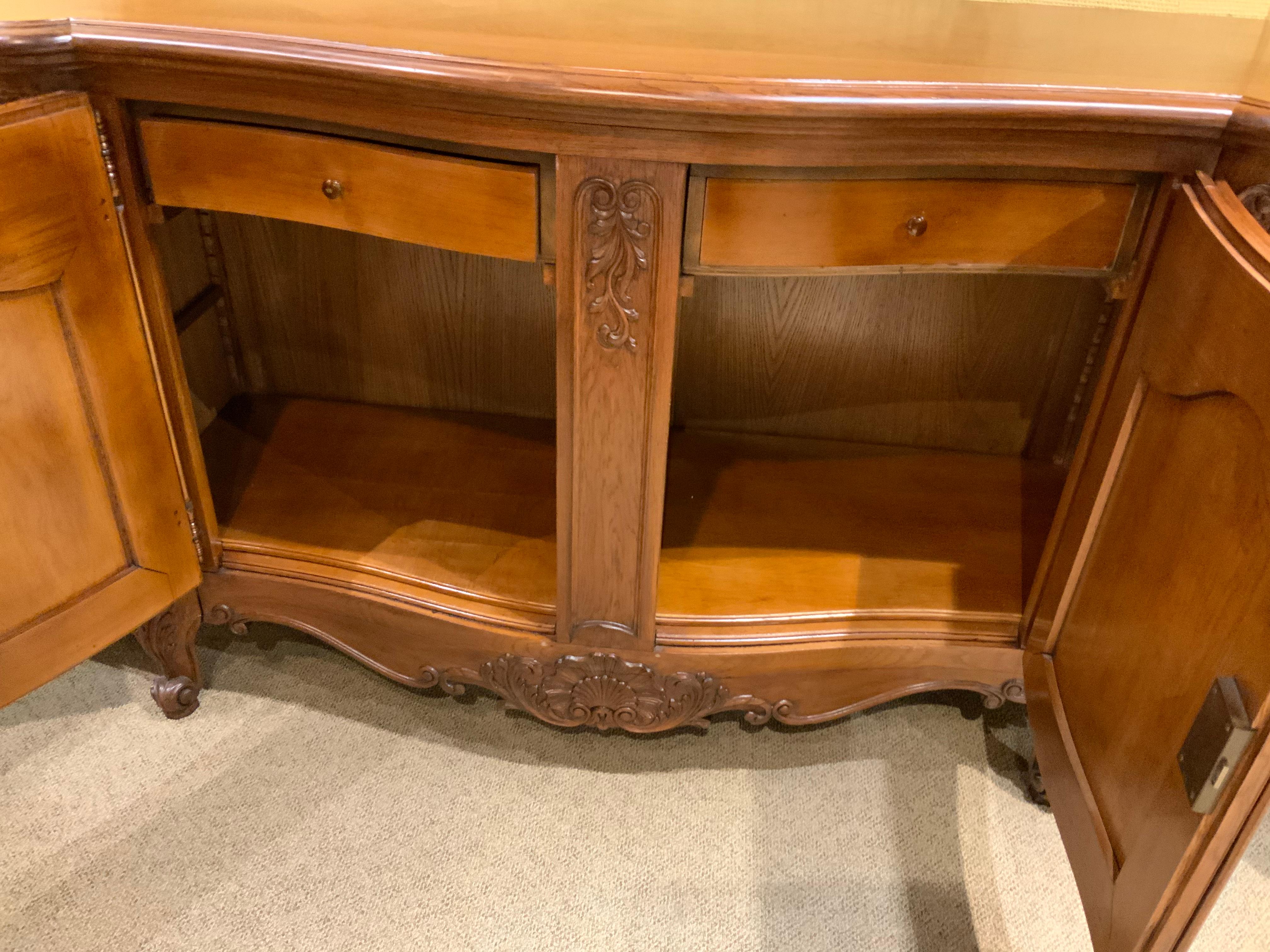 French Louis XV-Style Antique Country Buffet/Enfilade with Parquetry Top In Good Condition For Sale In Houston, TX