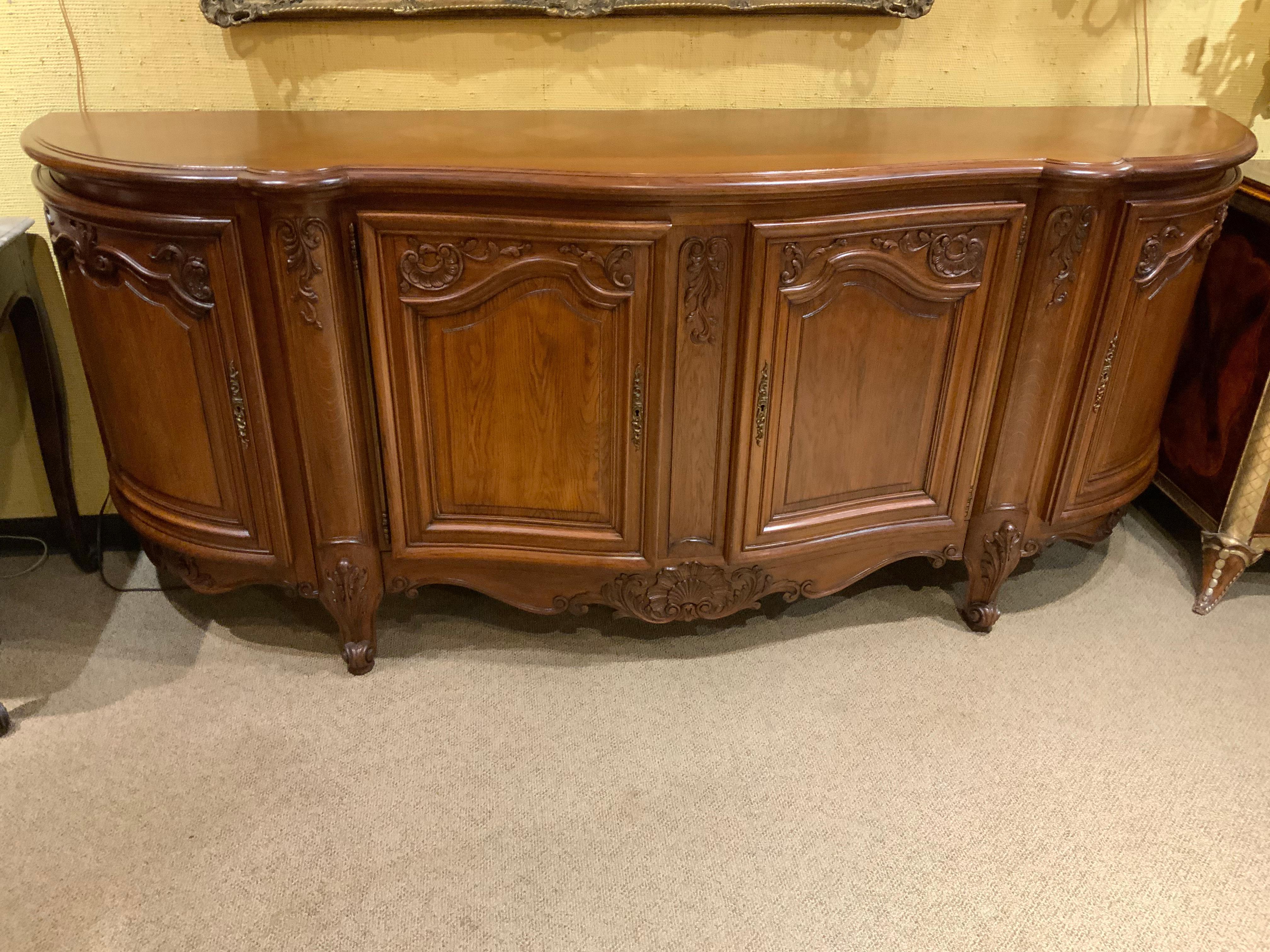 Oak French Louis XV-Style Antique Country Buffet/Enfilade with Parquetry Top For Sale