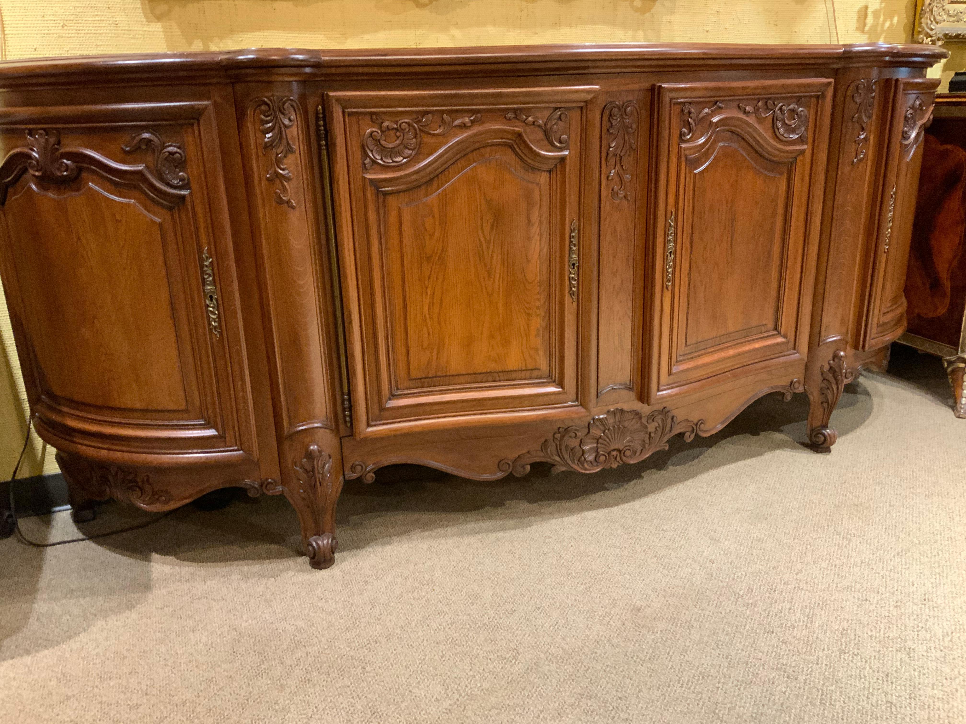 French Louis XV-Style Antique Country Buffet/Enfilade with Parquetry Top For Sale 1