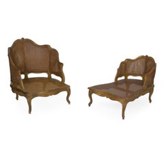 French Louis XV Style Antique Duchesse Brisée Armchair Lounge, 19th Century
