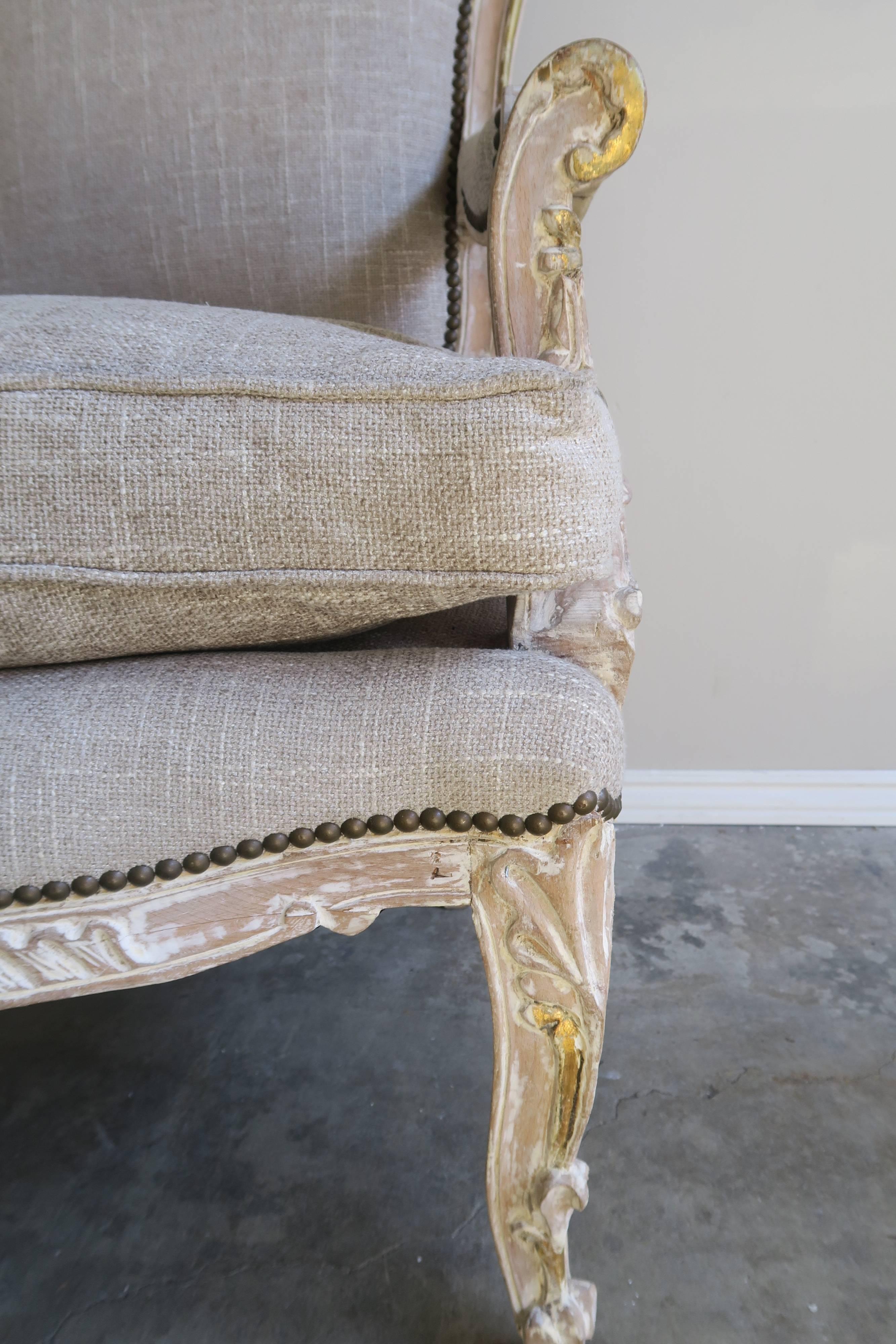 Wood French Louis XV Style Armchairs, circa 1930s, Pair