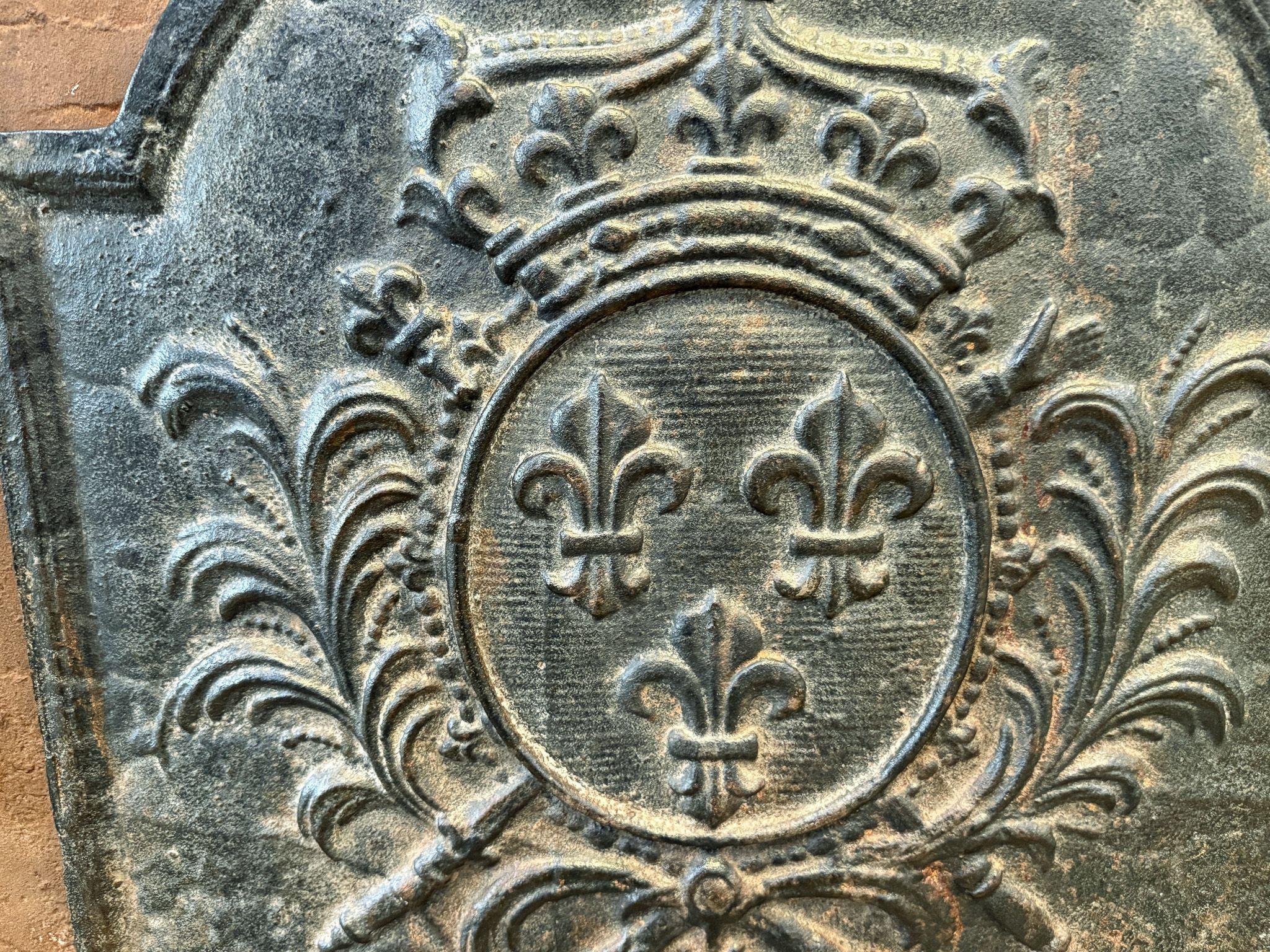 20ième siècle Plaque de cheminée française de style Louis XV « Arms of France » en vente