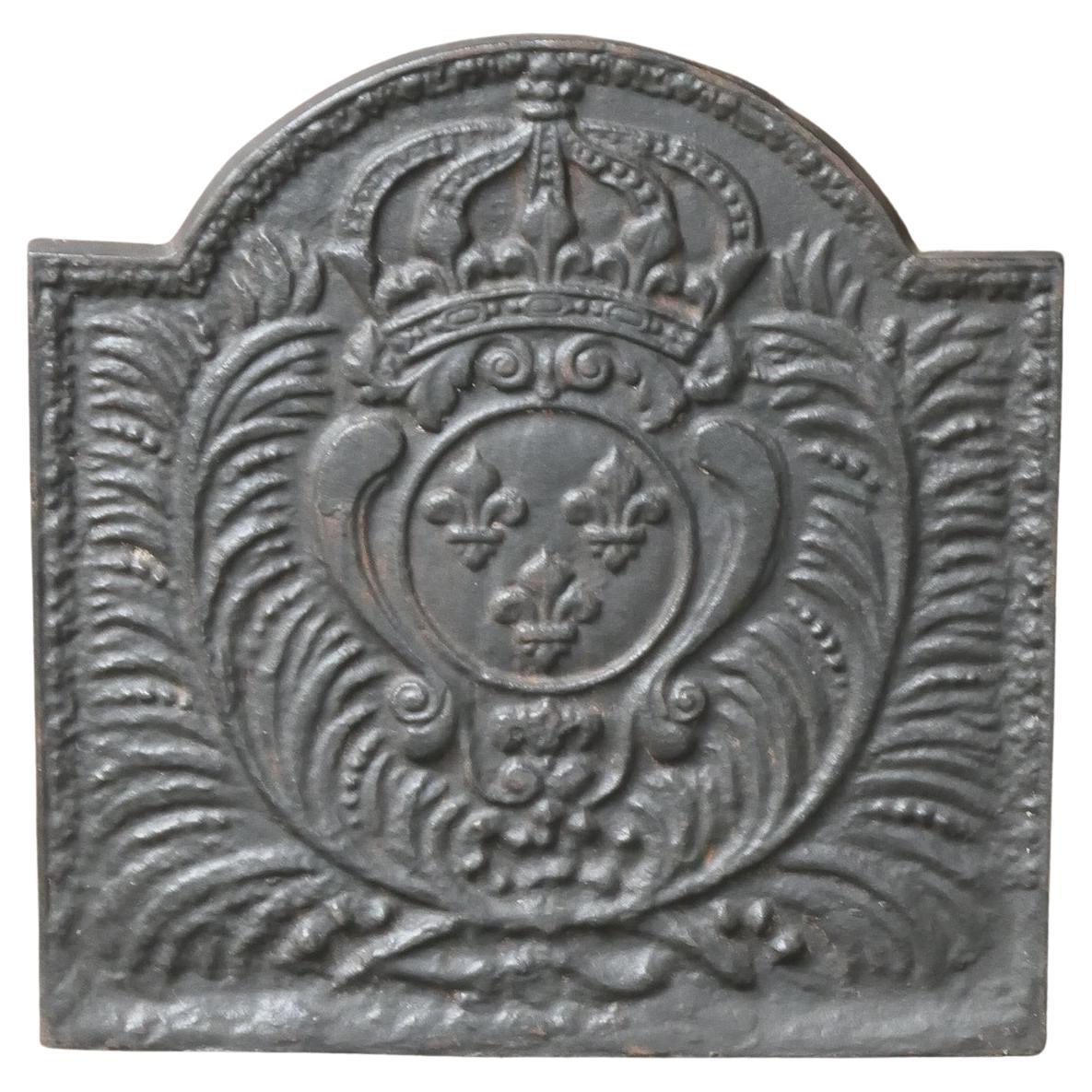 Plaque de cheminée française de style Louis XV « Arms of France »