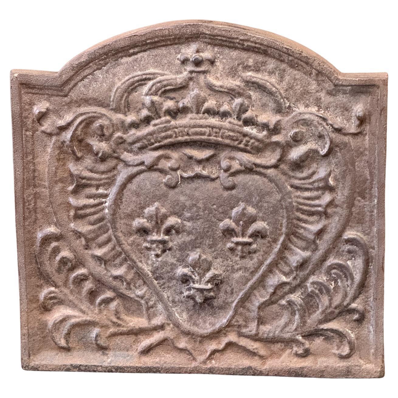 Plaque de cheminée française de style Louis XV « Arms of France »