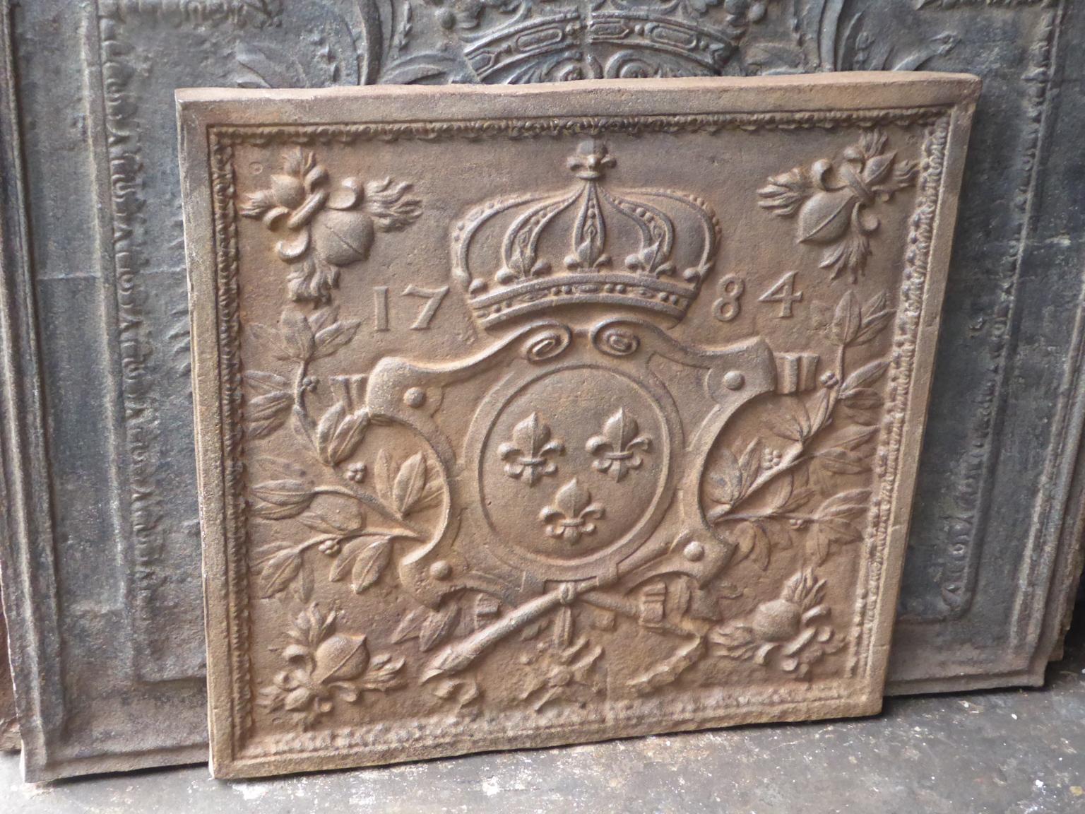 Cast French Louis XV Style 'Arms of France' Fireback