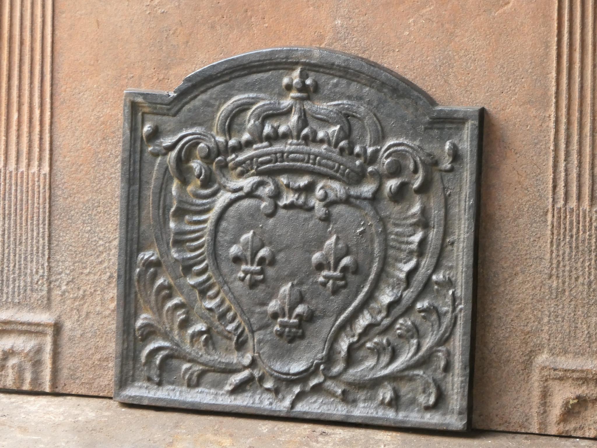 Cast French Louis XV Style 'Arms of France' Fireback / Backsplash