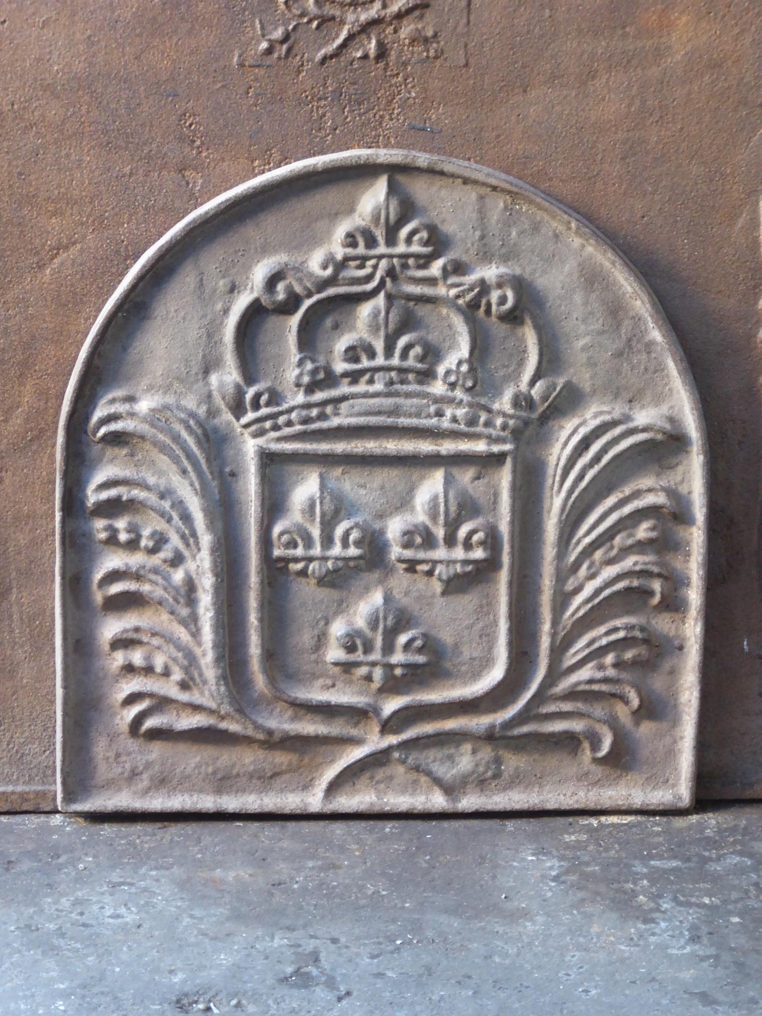 Cast French Louis XV Style 'Arms of France' Fireback / Backsplash For Sale