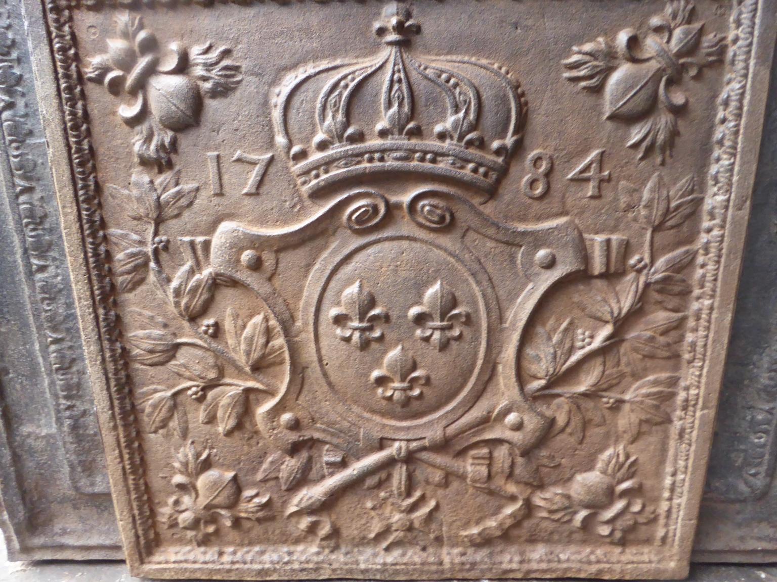 20th Century French Louis XV Style 'Arms of France' Fireback