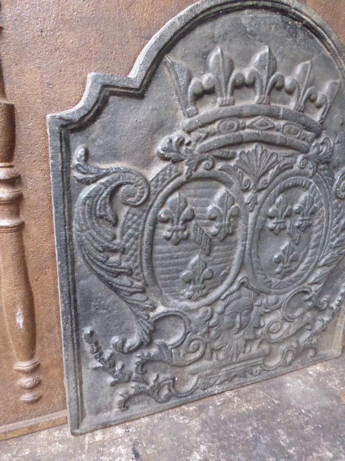 Iron French Louis XV Style 'Arms of France' Fireback