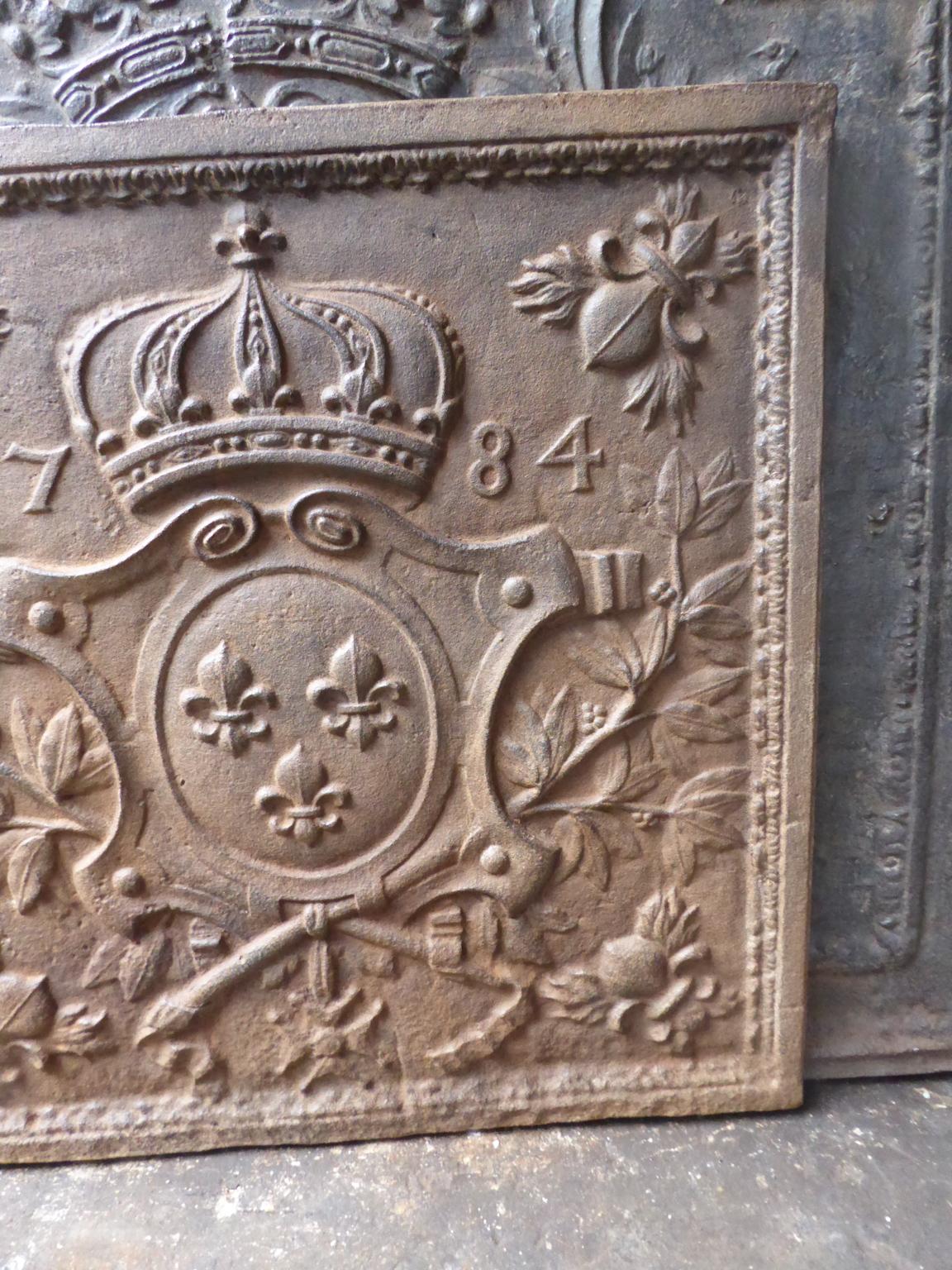 Iron French Louis XV Style 'Arms of France' Fireback