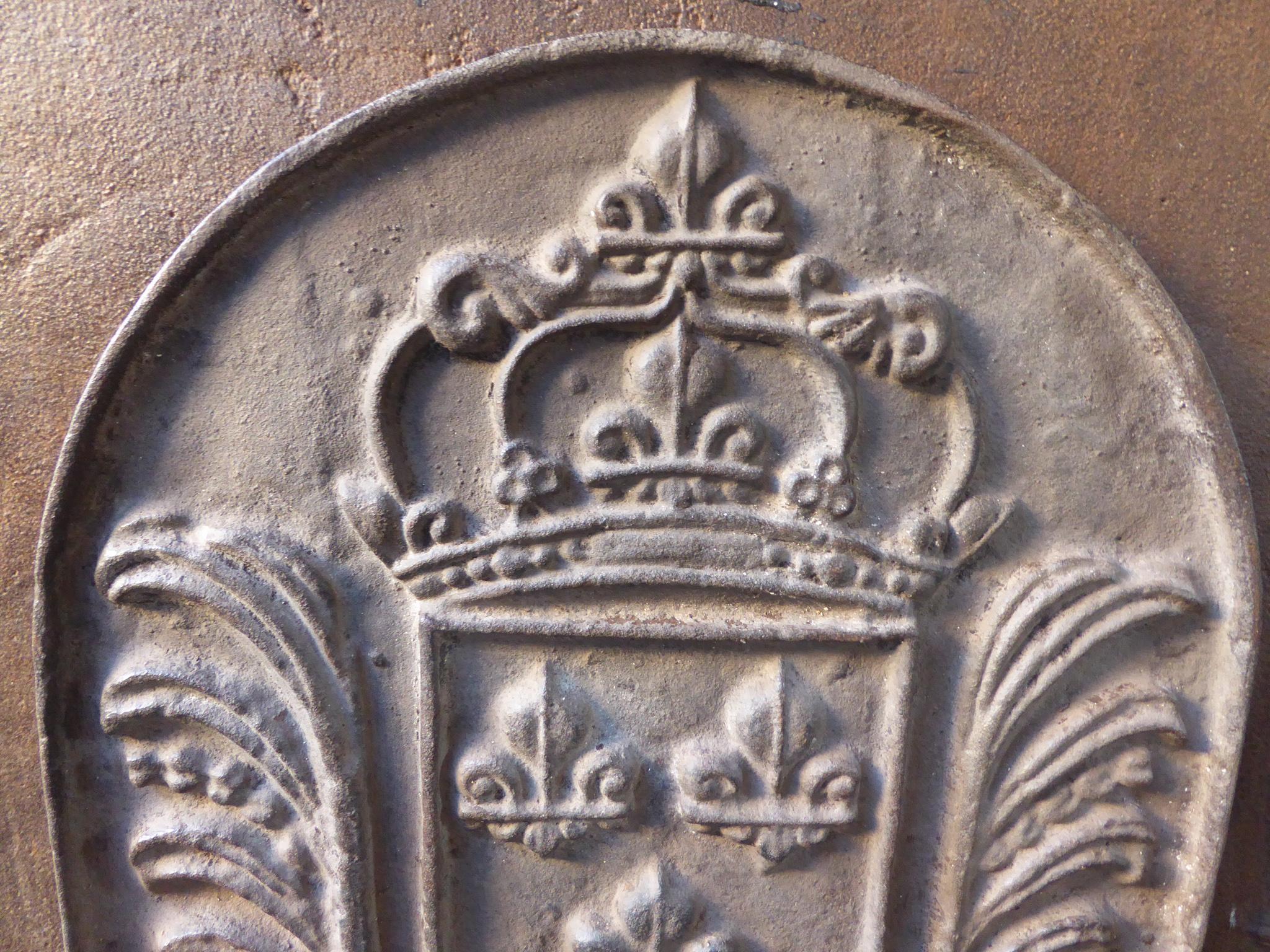 20th Century French Louis XV Style 'Arms of France' Fireback / Backsplash For Sale