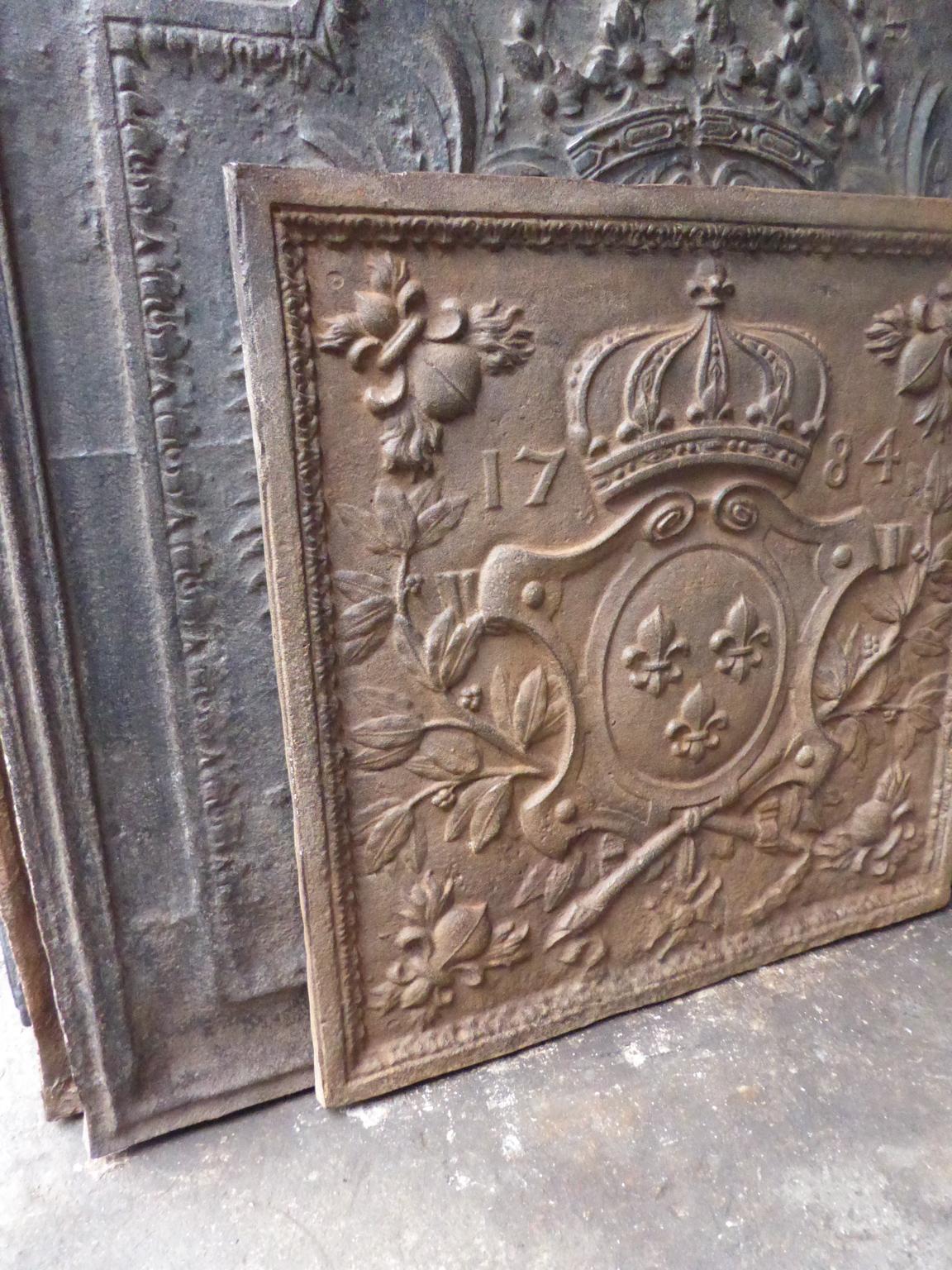 French Louis XV Style 'Arms of France' Fireback 1