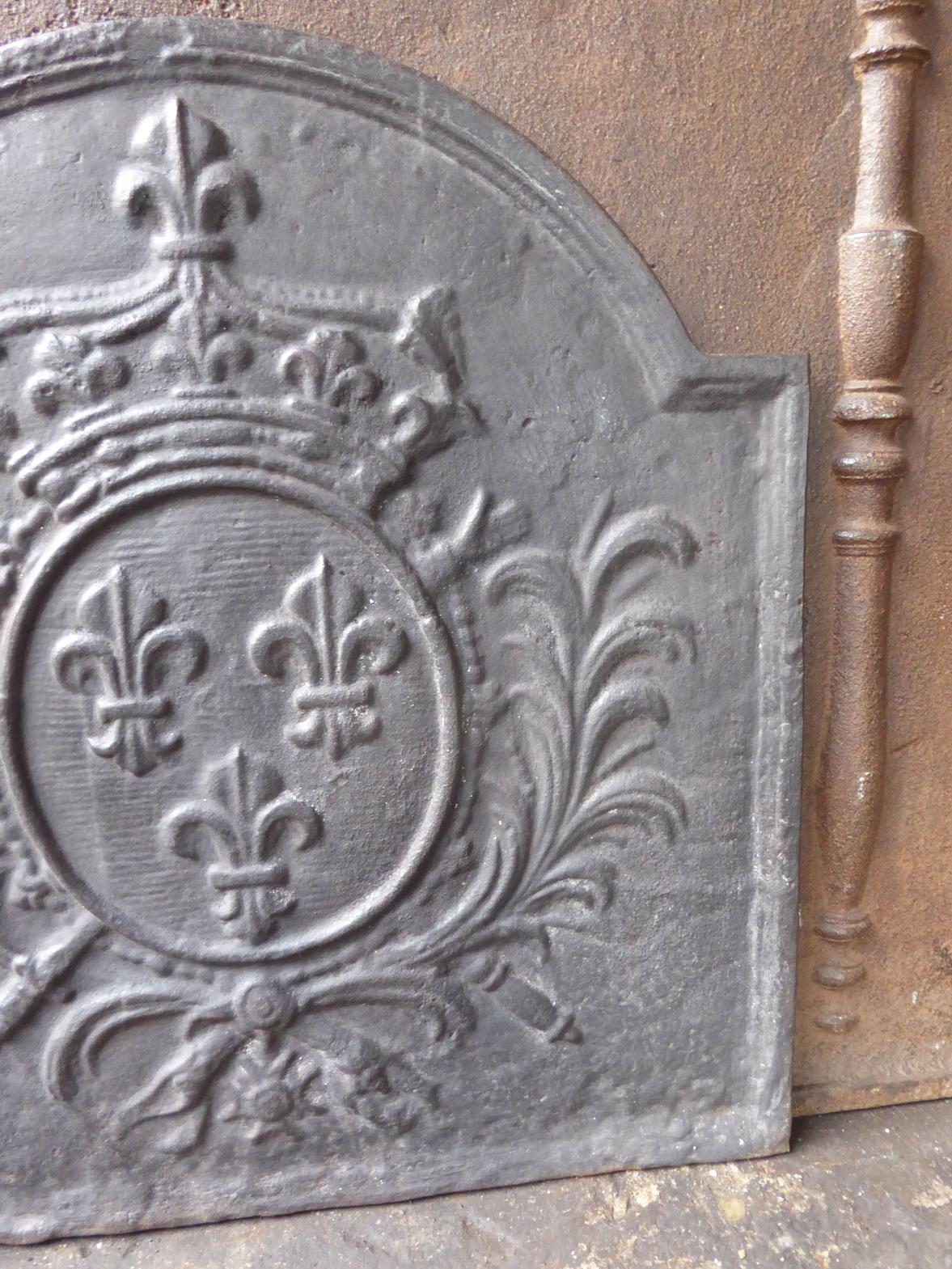Iron French Louis XV Style 'Arms of France' Fireback