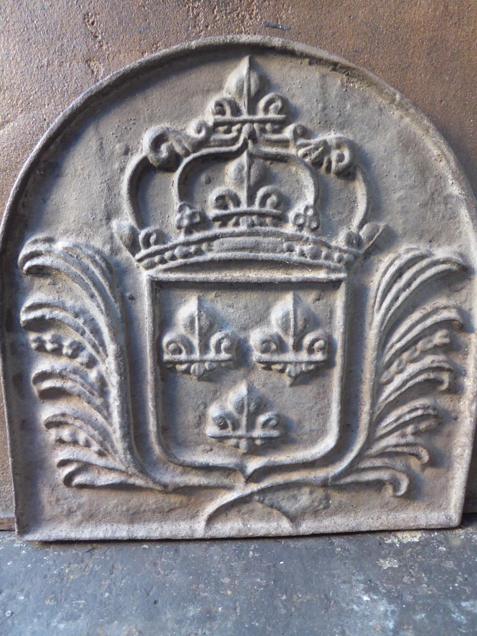 Iron French Louis XV Style 'Arms of France' Fireback / Backsplash For Sale