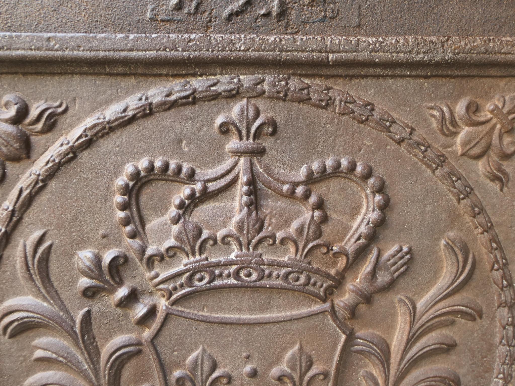 Iron French Louis XV Style Arms of France Fireback