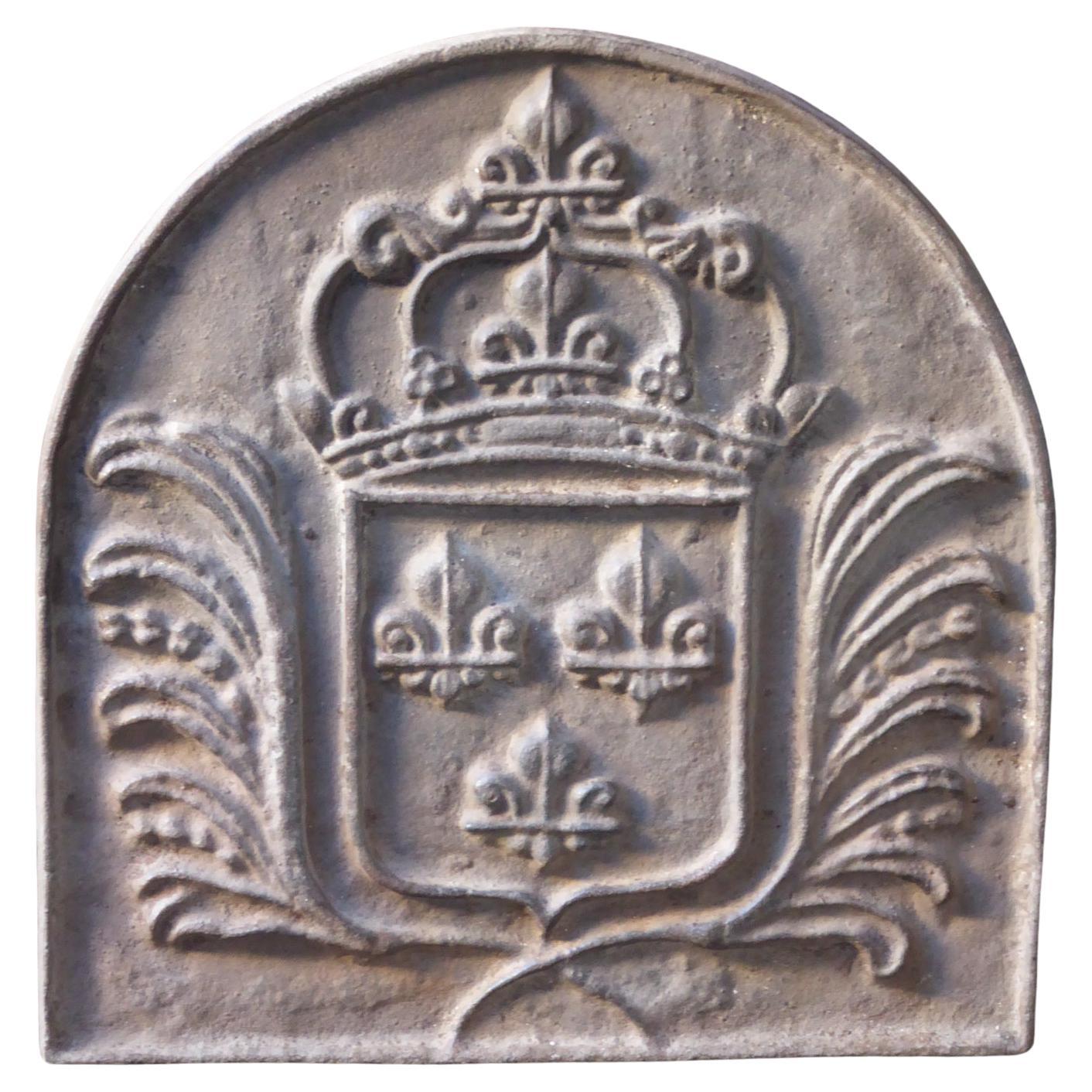 Plaque de cheminée française de style Louis XV « Arms of France »