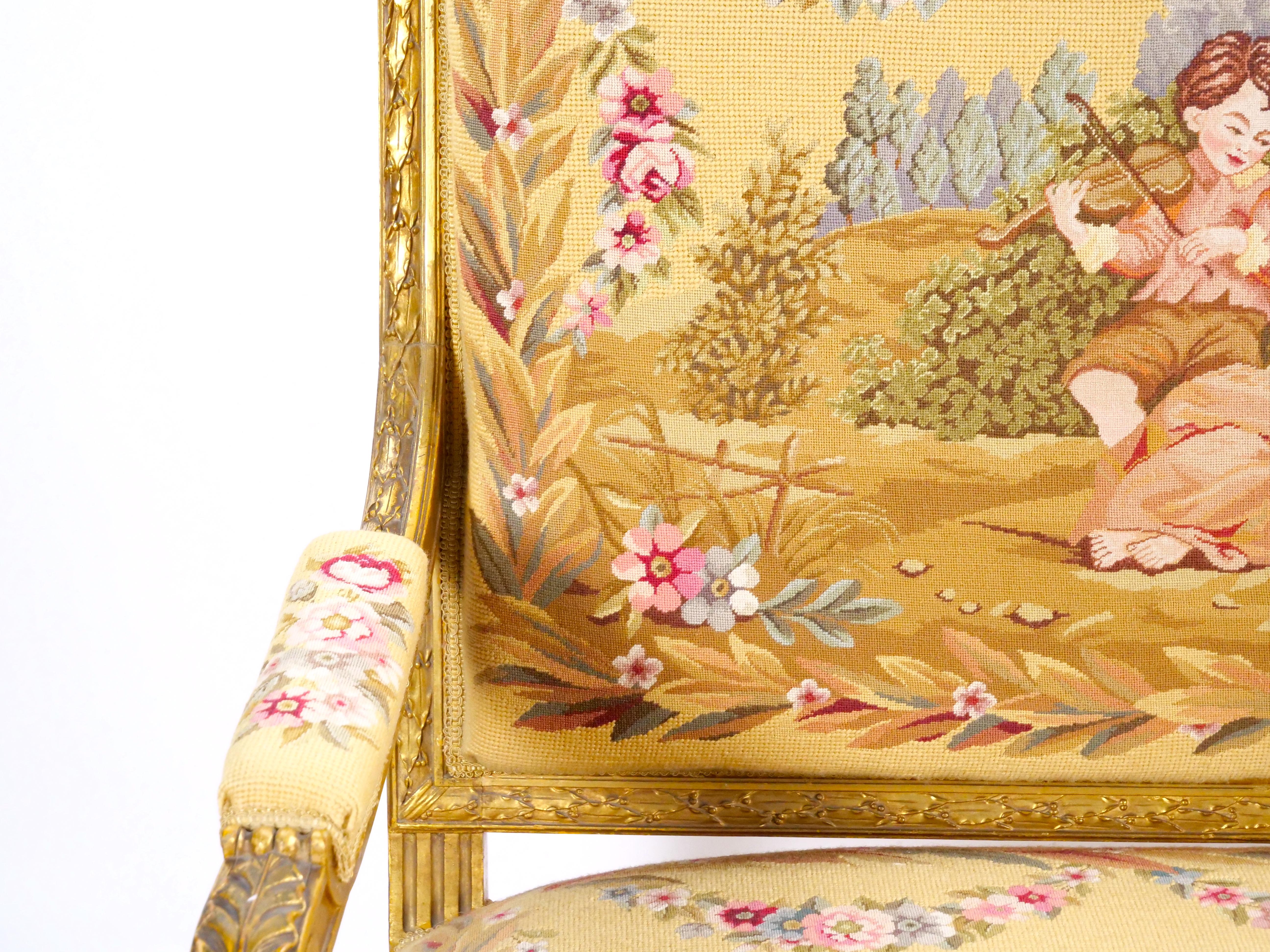 Canapé ancien de style Aubusson Louis XV, Paris, vers 1880 en vente 3