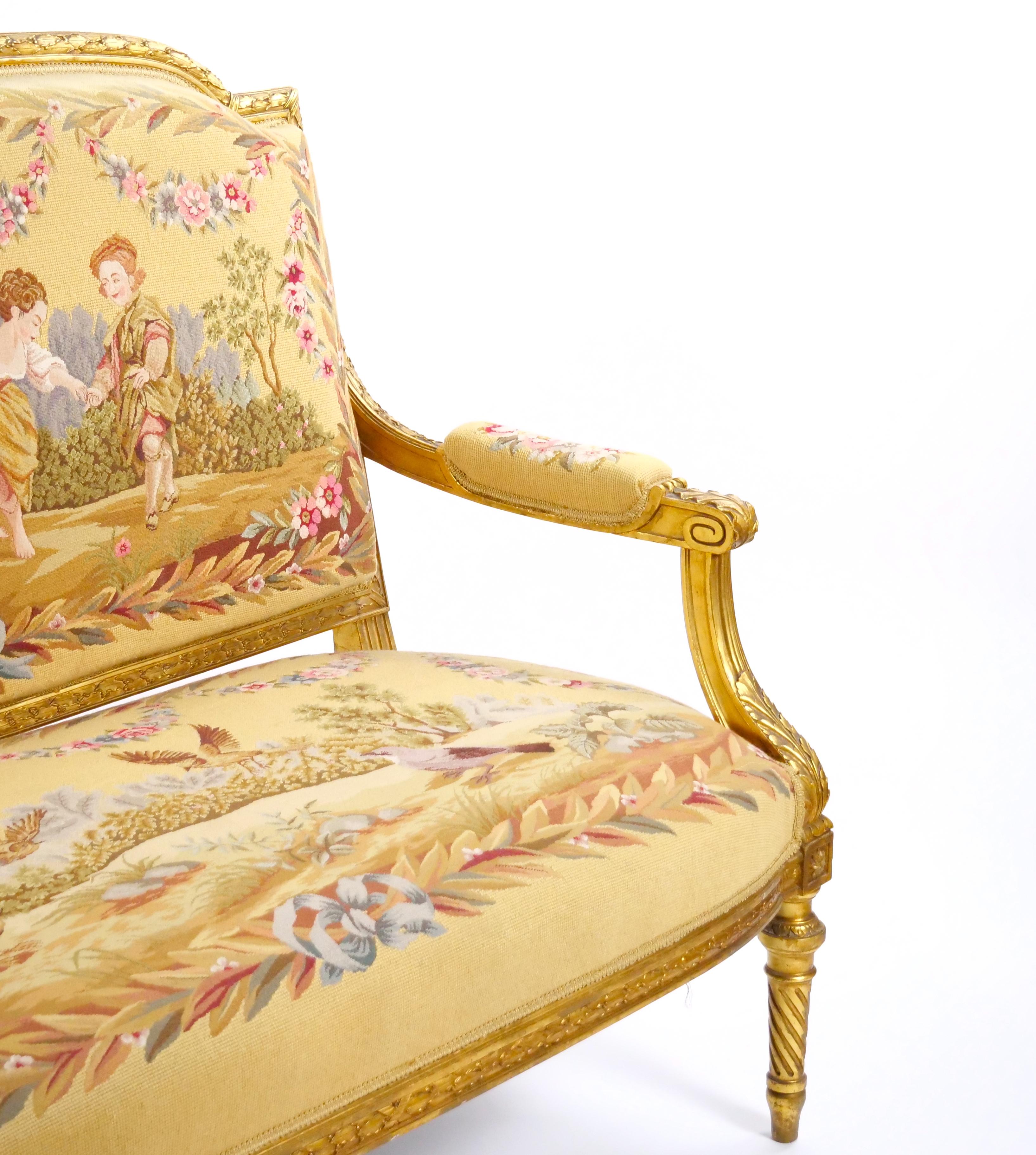 Canapé ancien de style Aubusson Louis XV, Paris, vers 1880 en vente 6