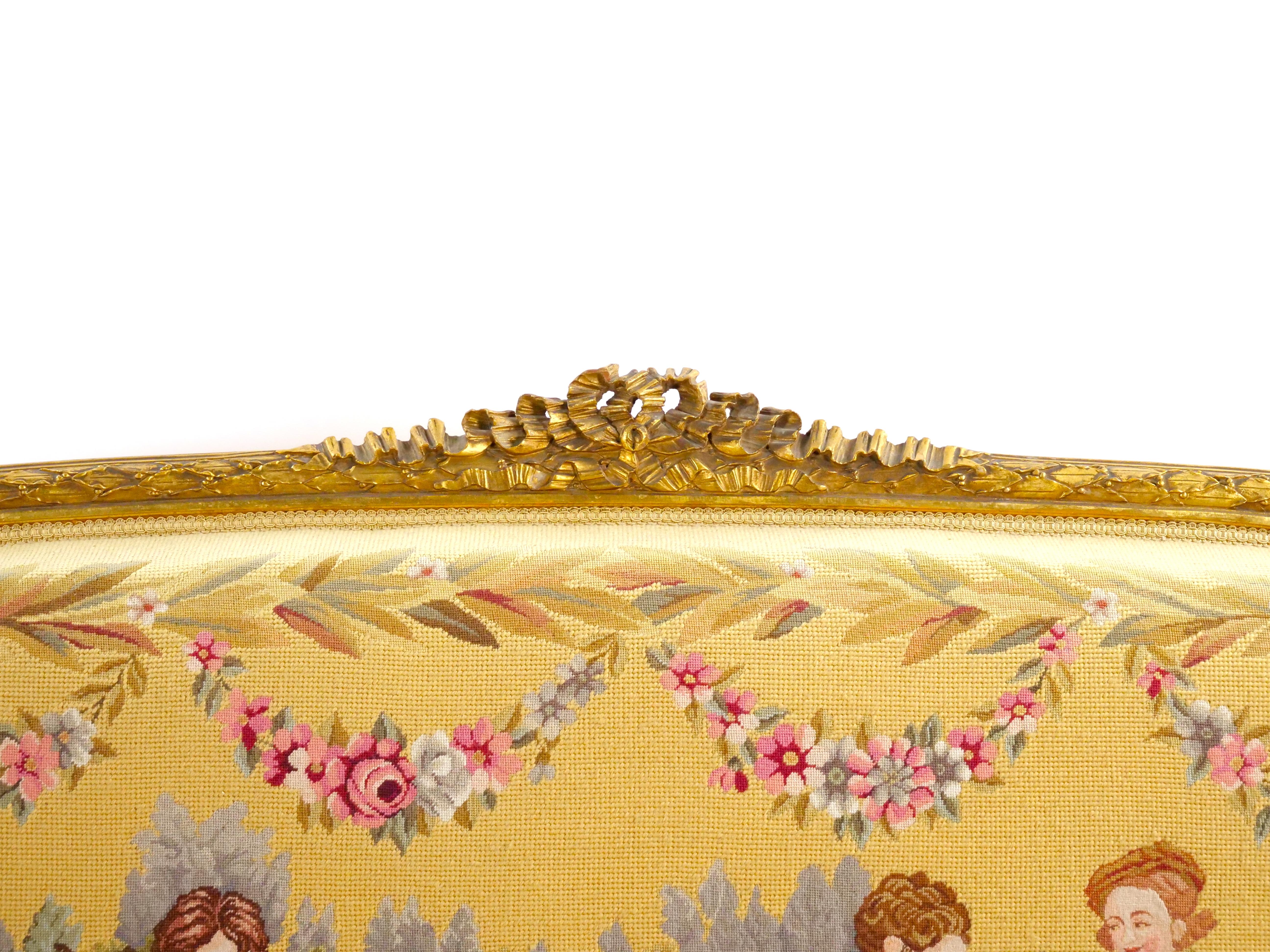 Canapé ancien de style Aubusson Louis XV, Paris, vers 1880 en vente 1