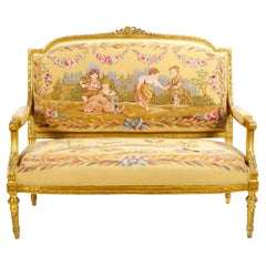 Divano antico imbottito in stile Luigi XV, Parigi, circa 1880