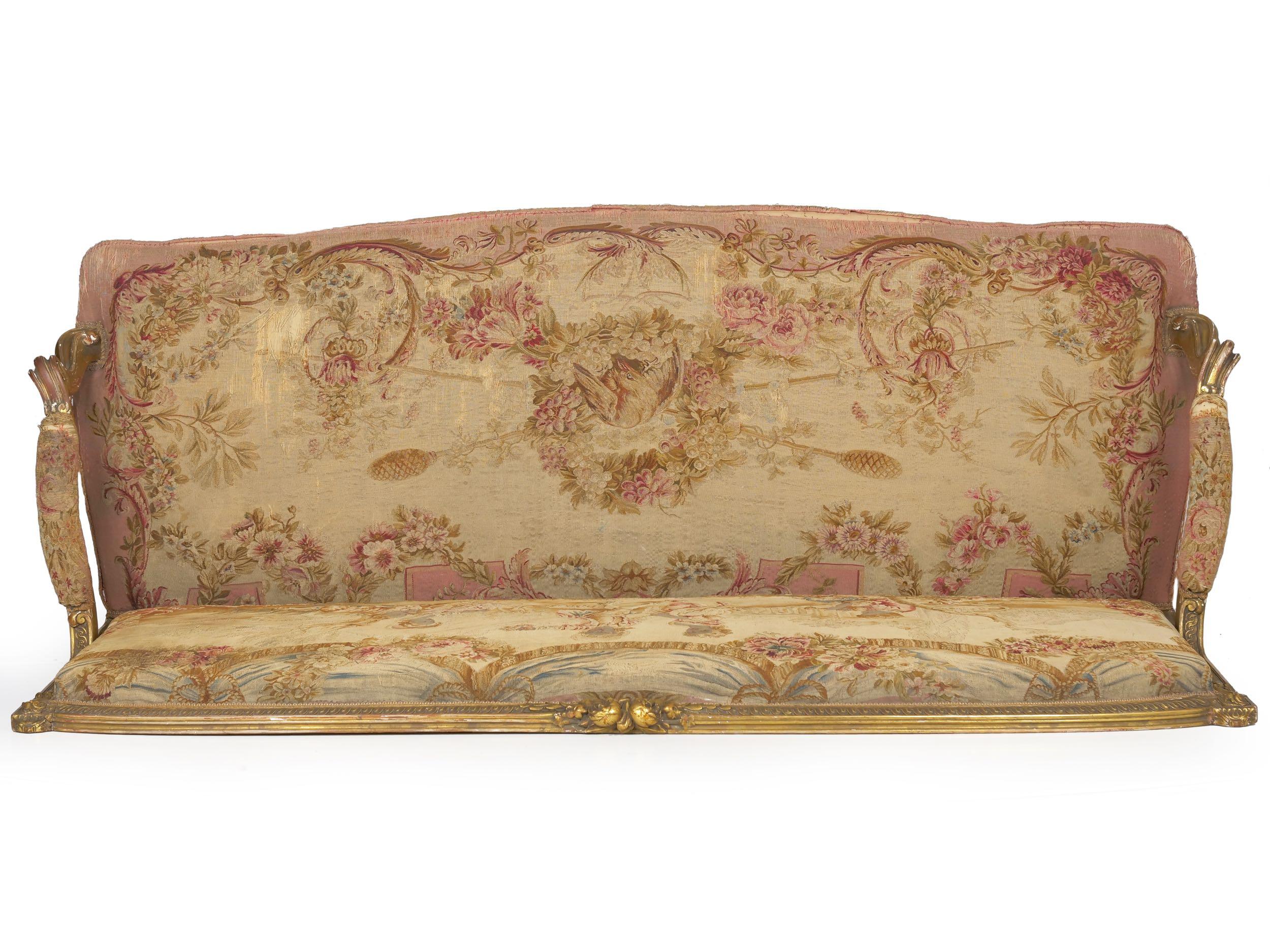 French Louis XV Style Aubusson Upholstered Antique Sofa, Paris, circa 1890 5
