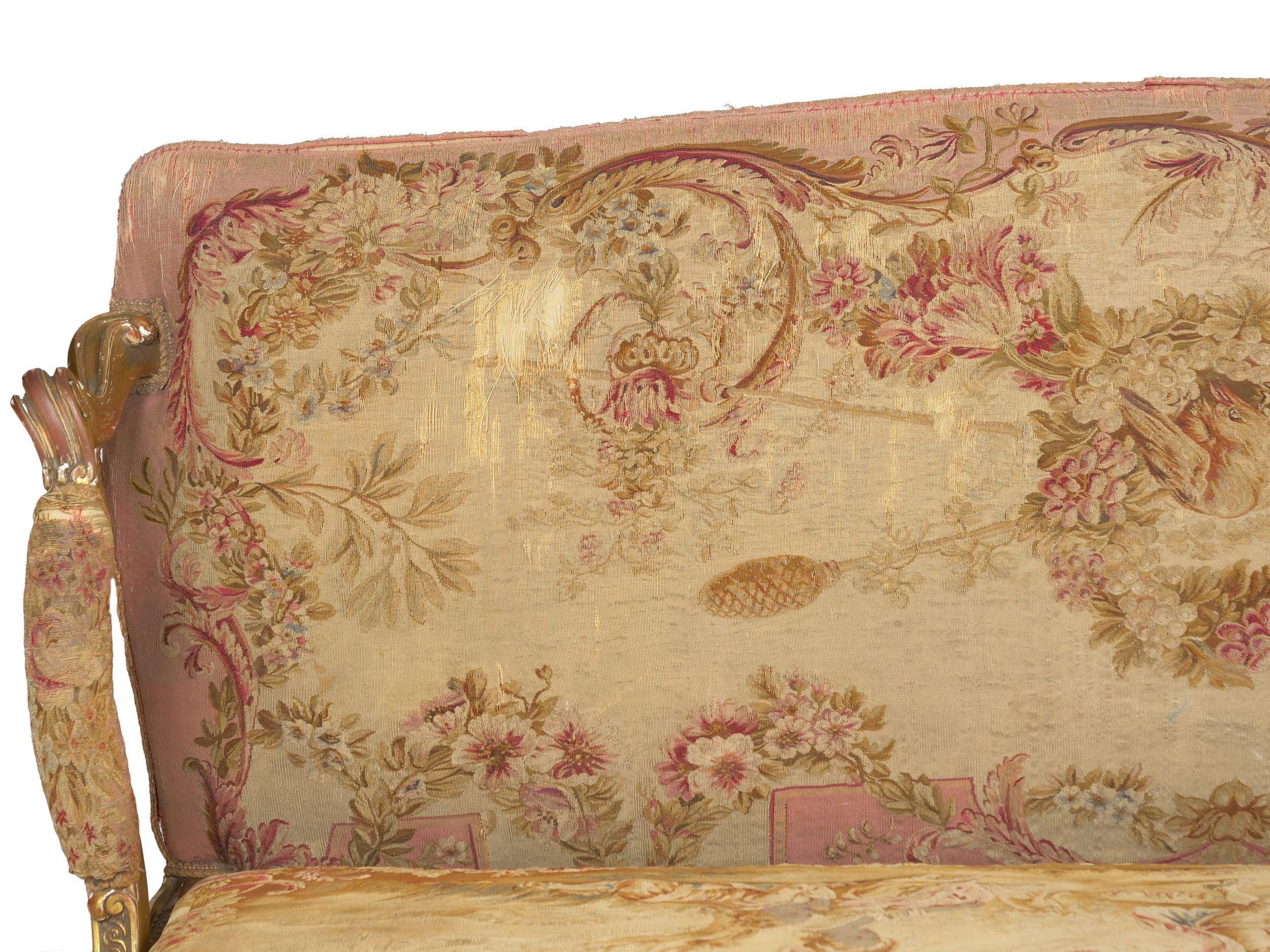 French Louis XV Style Aubusson Upholstered Antique Sofa, Paris, circa 1890 7