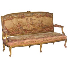 French Louis XV Style Aubusson Upholstered Antique Sofa, Paris, circa 1890