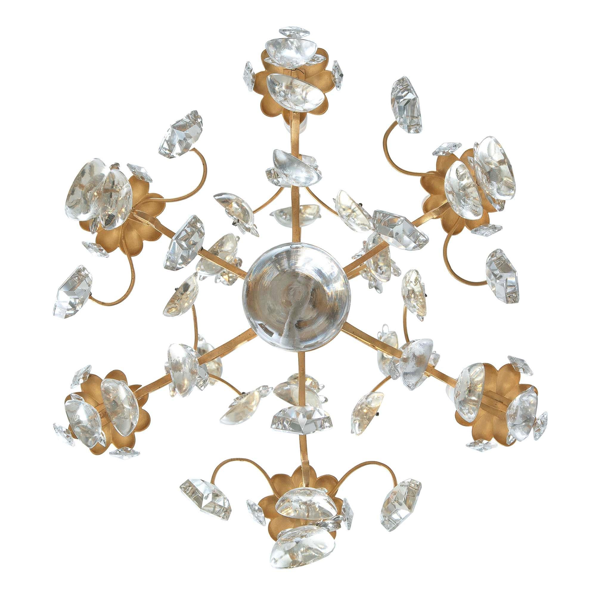French Louis XV Style Baccarat Crystal and Ormolu Six-Light Chandelier For Sale 1