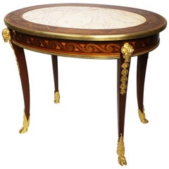 Table basse française de style Louis XV en marqueterie Belle Époque:: à la manière de F. Linke