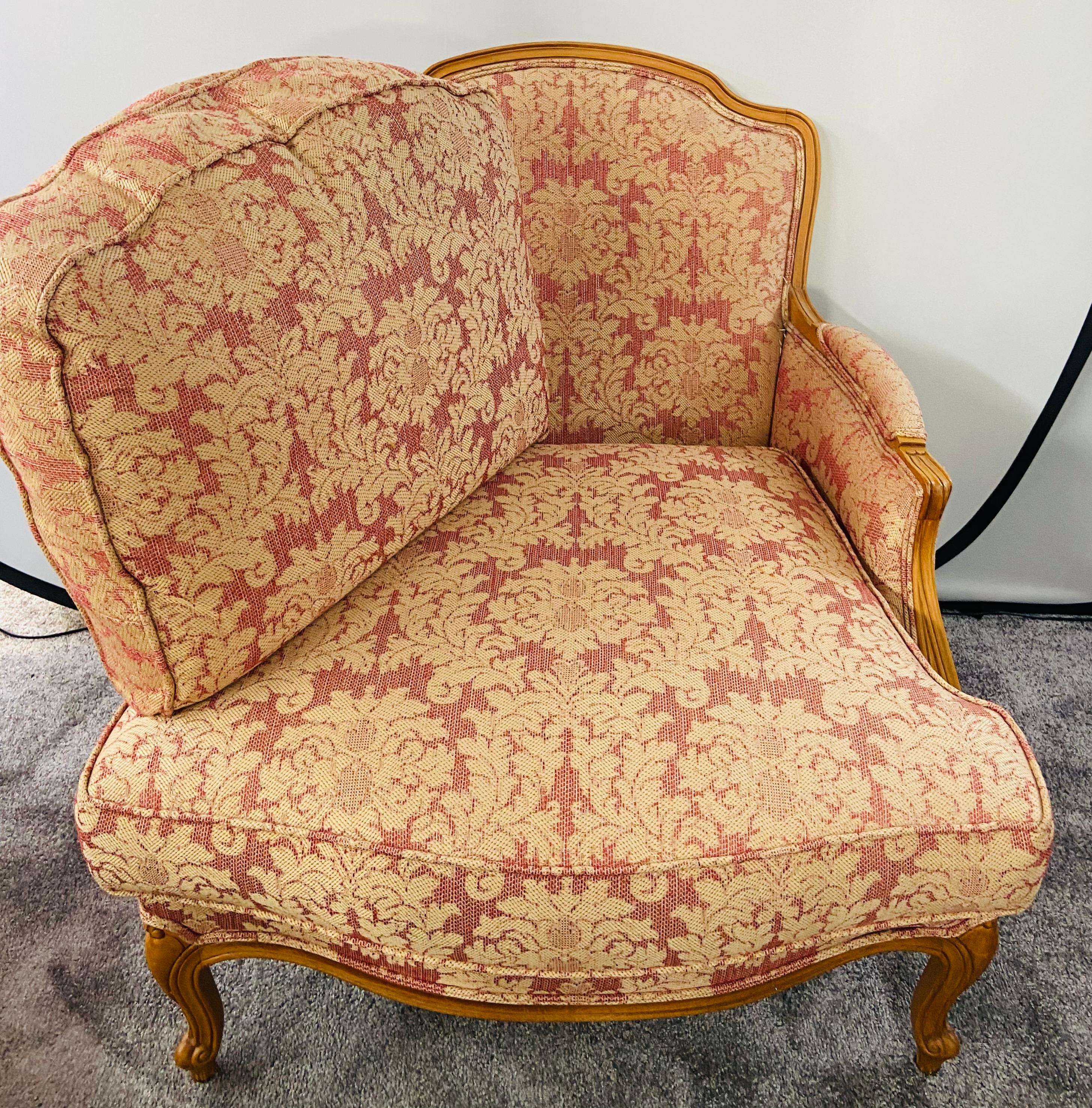 French Louis XV Style Bergere Armchair or Chair and Ottoman by Ethan Allen 7