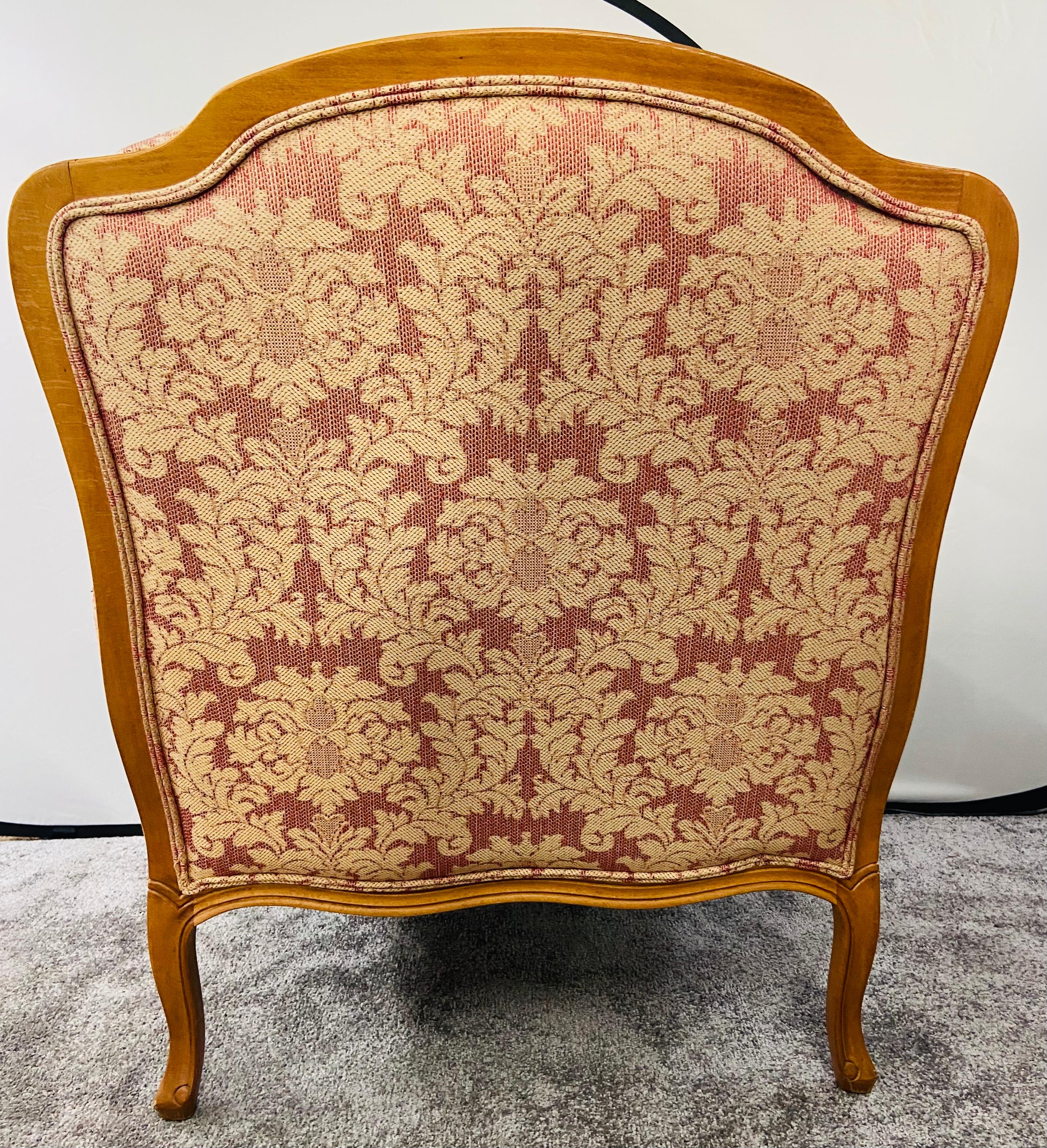 20th Century French Louis XV Style Bergere Armchair or Chair and Ottoman by Ethan Allen