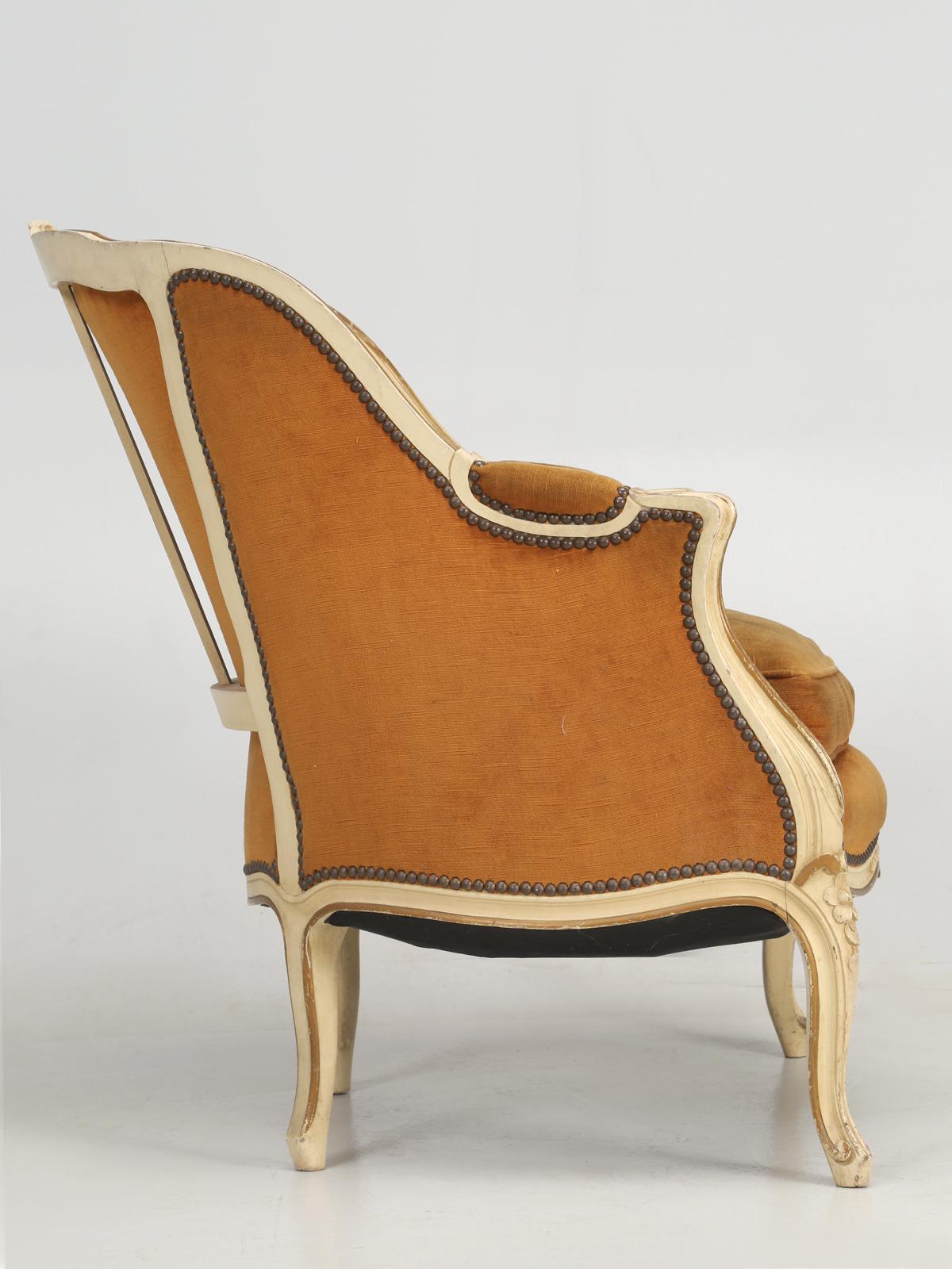 French Louis XV Style Bergère Chair in Original Paint 7