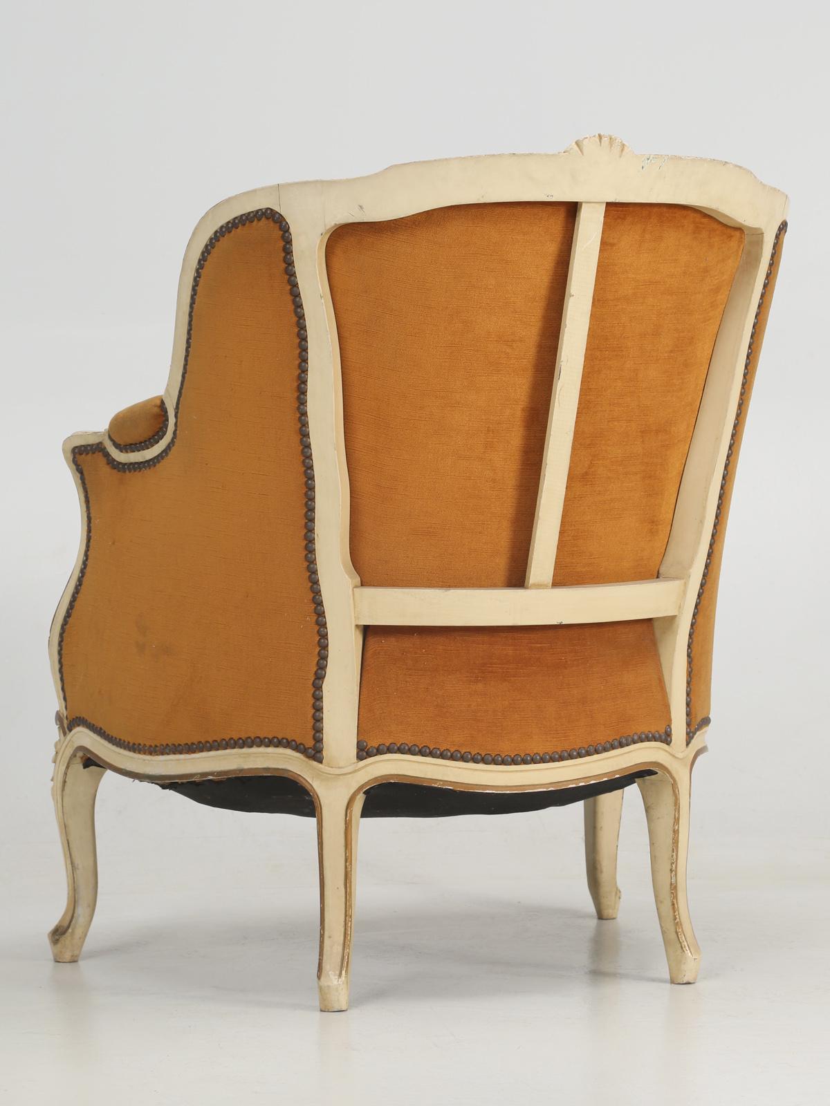 French Louis XV Style Bergère Chair in Original Paint 8