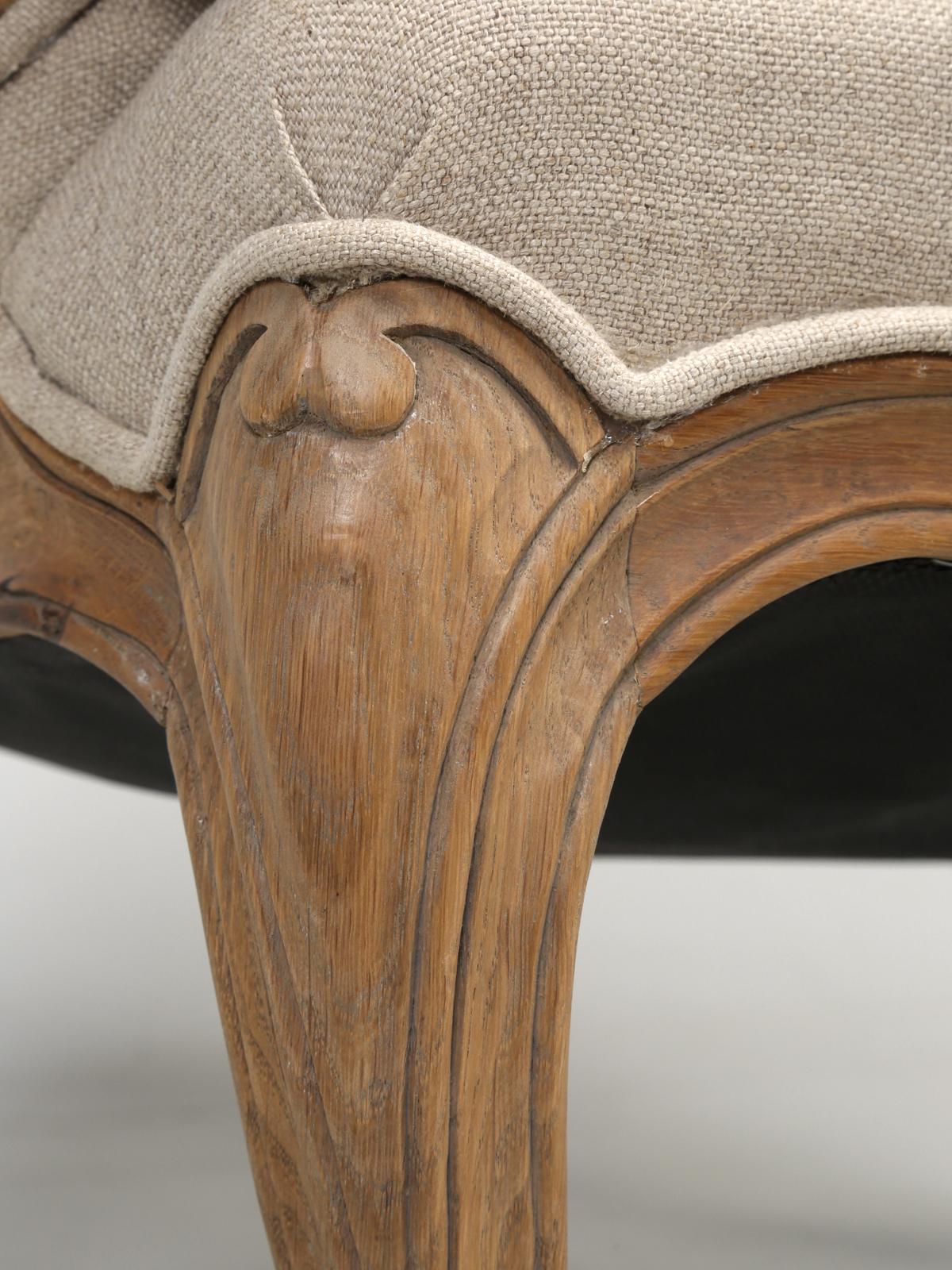 French Louis XV Style Bergère Chair and Ottoman in natural White Oak 3