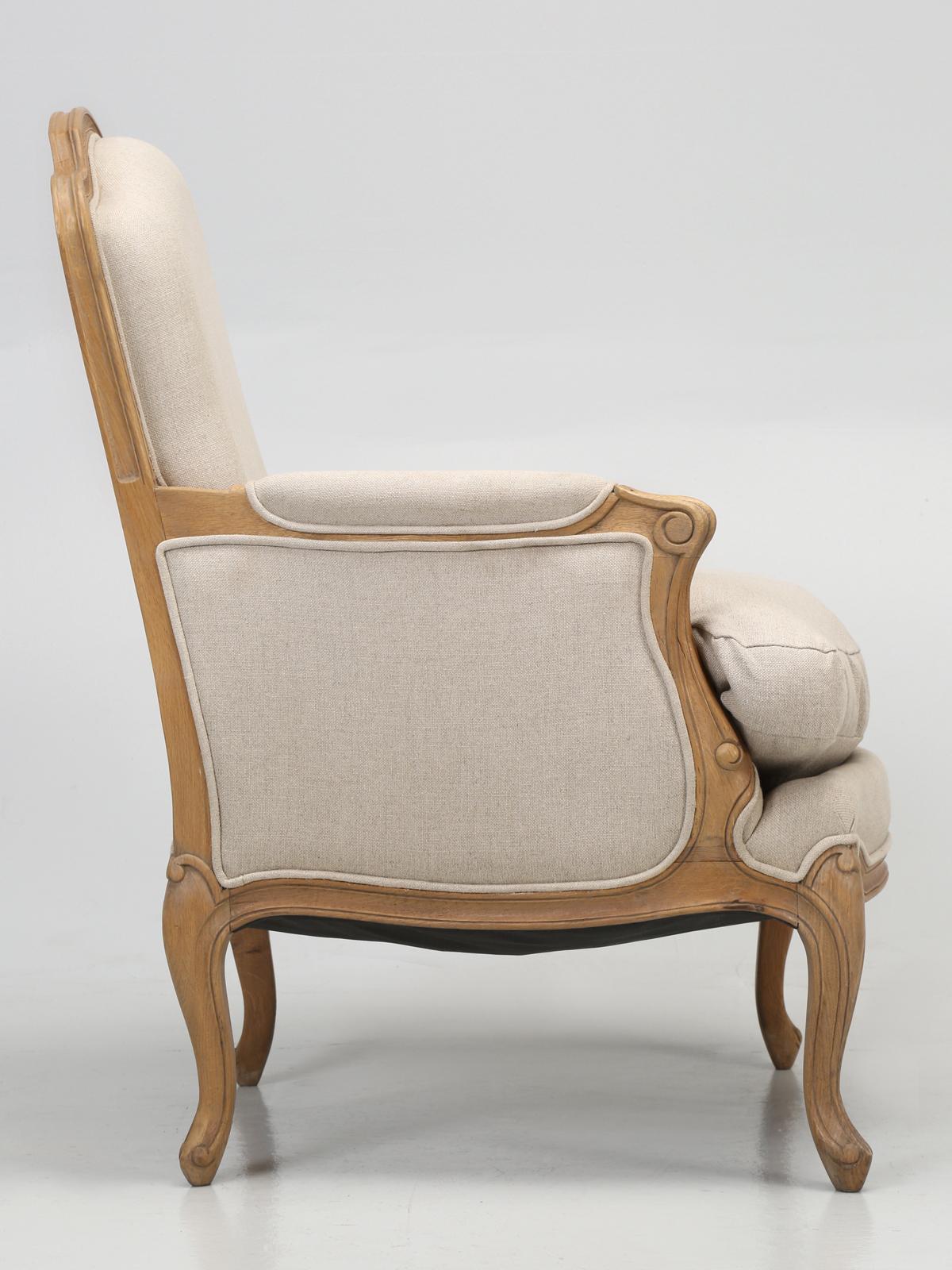 French Louis XV Style Bergère Chair and Ottoman in natural White Oak 5