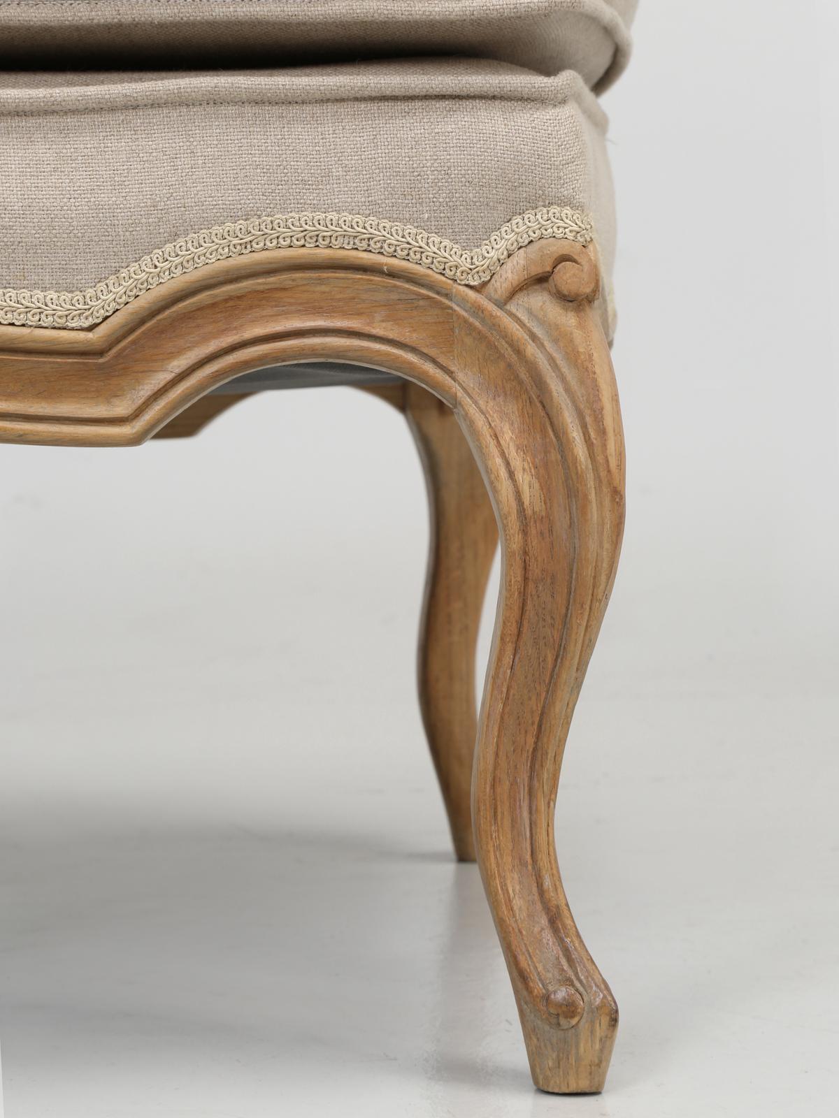 French Louis XV Style Bergère Chair and Ottoman in natural White Oak 9