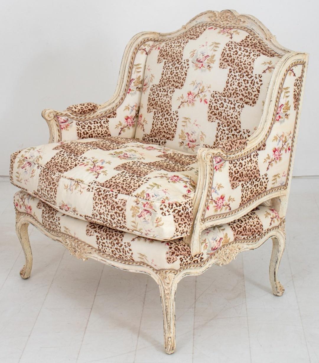 French Louis XV Style Bergere & Footstool 2