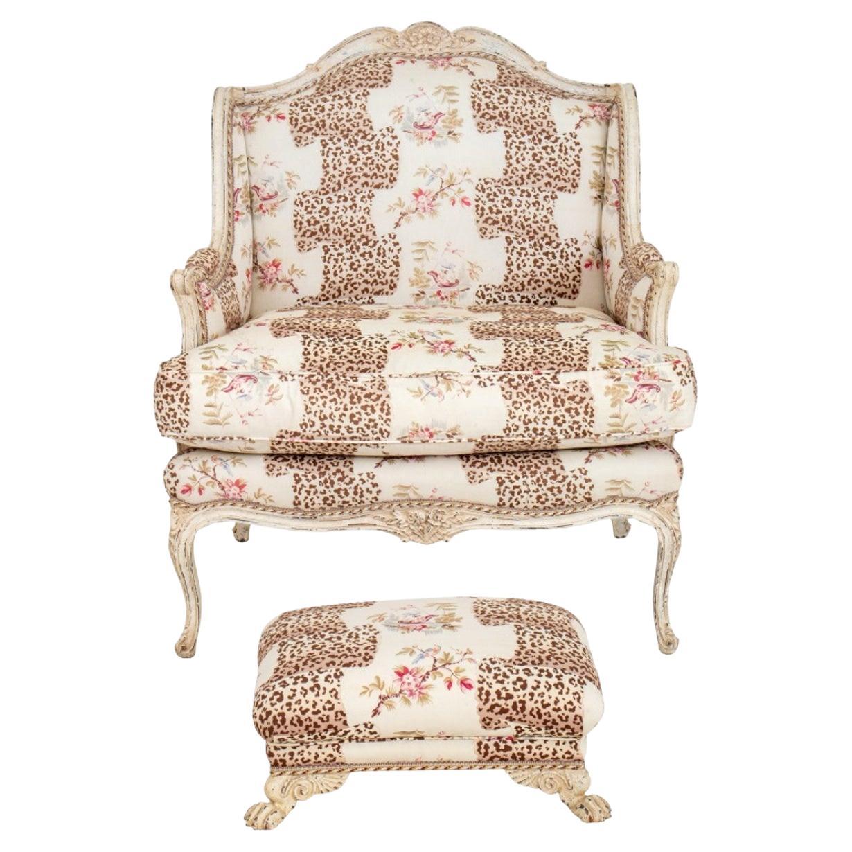 French Louis XV Style Bergere & Footstool