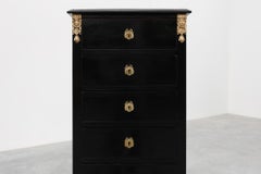 French Louis XV-Style Black Lacquered Chest of Drawers with brass Mounts