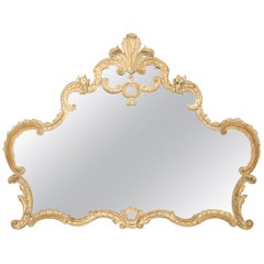 Miroir mural français de style Louis XV blanchi et sculpté