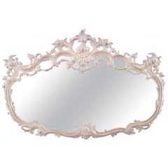 French Louis XV Style Bleached Carved Wood Wall Mirror