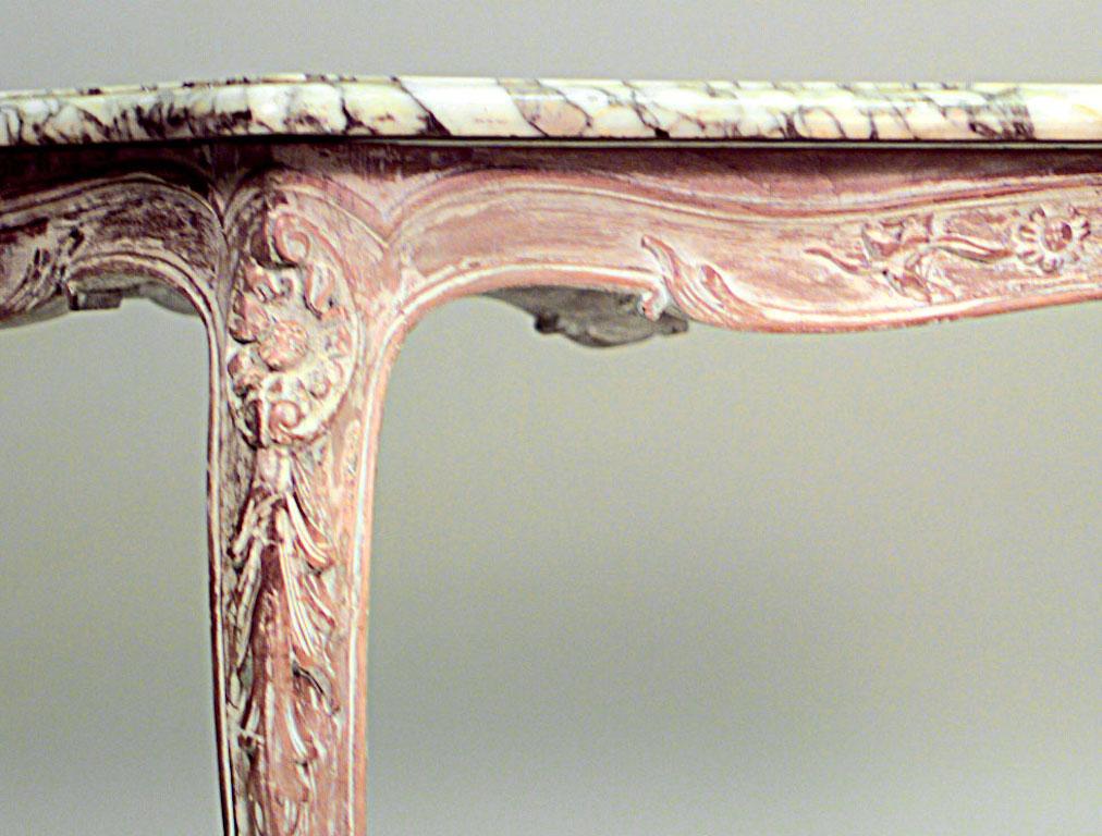 Bleached French Louis XV Style Marble Top Center Table For Sale