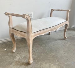 French Louis XV Style Bleached Walnut Bench
