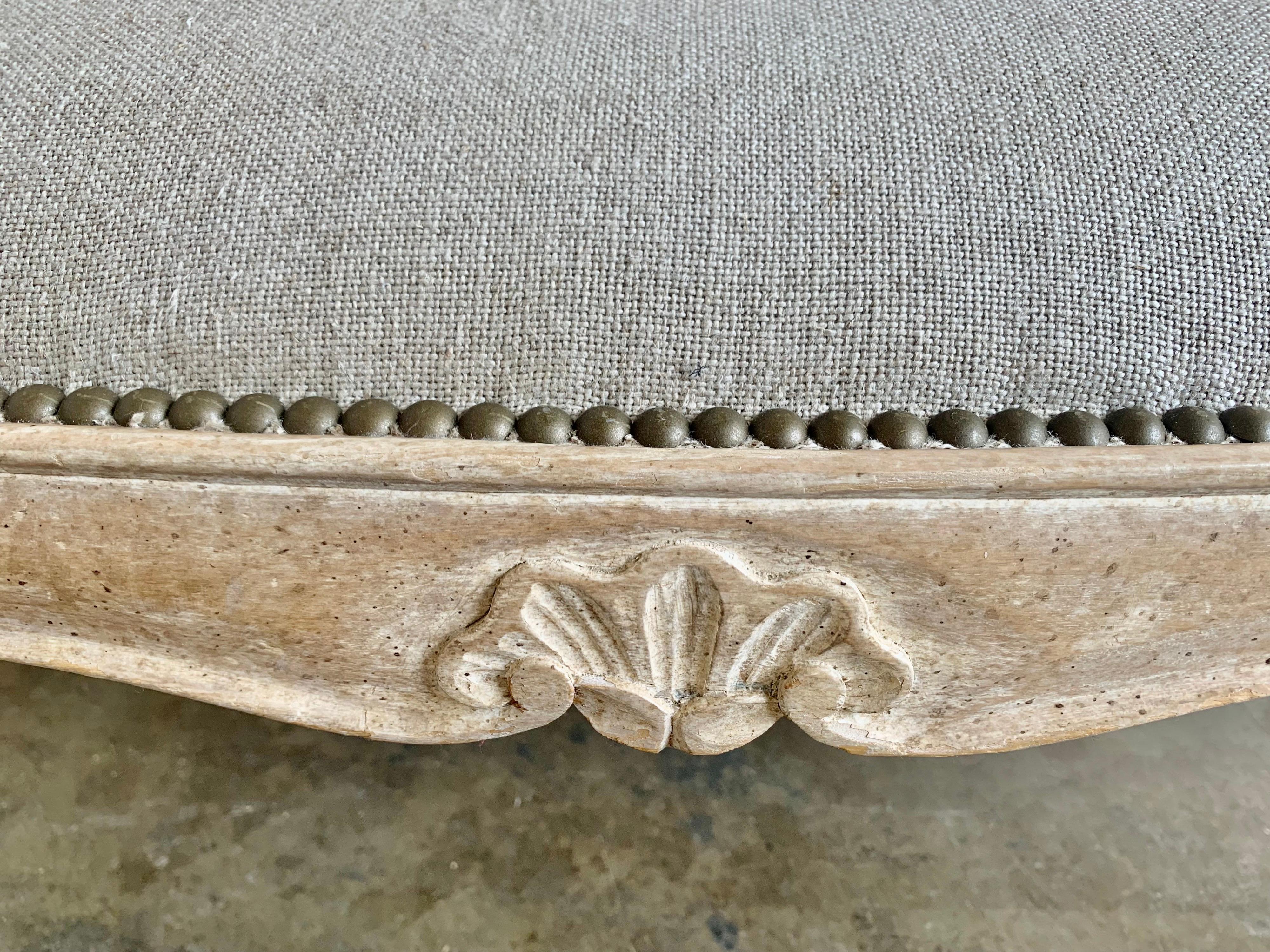 Mid-20th Century French Louis XV Style Bleached Walnut Bench