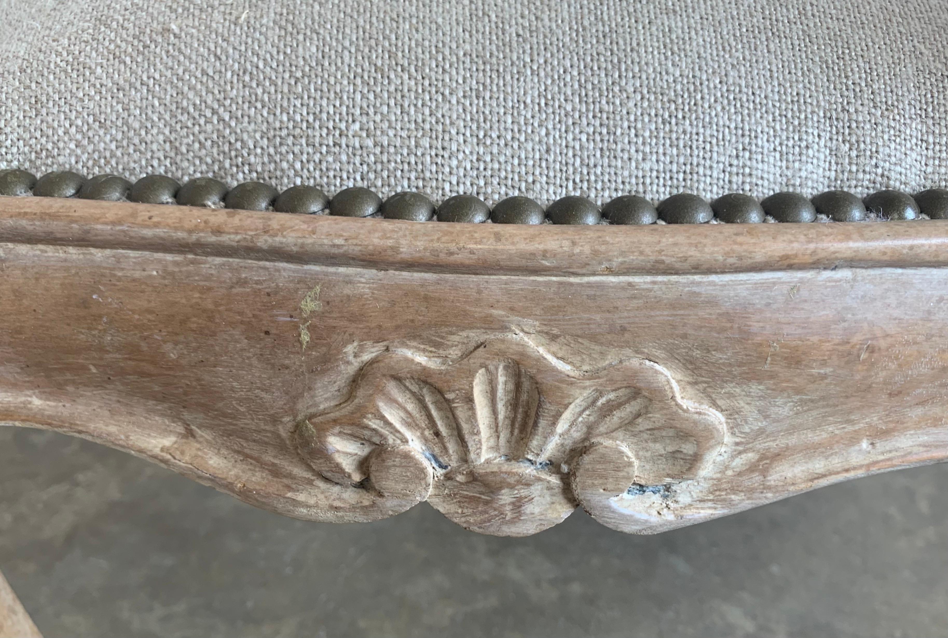 French Louis XV Style Bleached Walnut Bench 4