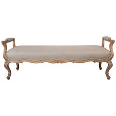 Antique French Louis XV Style Bleached Walnut Bench
