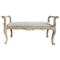 French Louis XV Style Bleached Walnut Bench